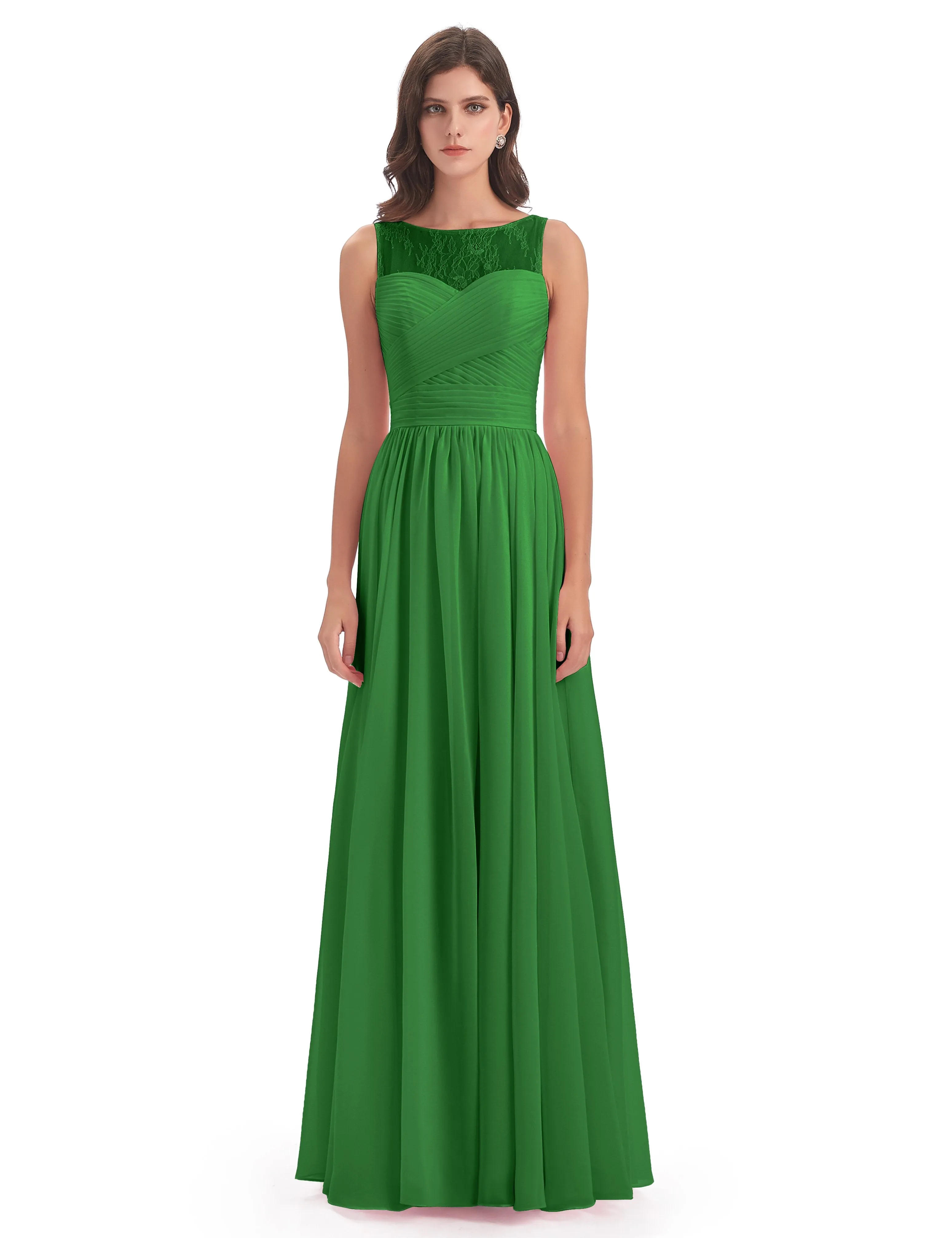 Robyn Magic Lace/Chiffon Illusion Long Bridesmaid Dresses