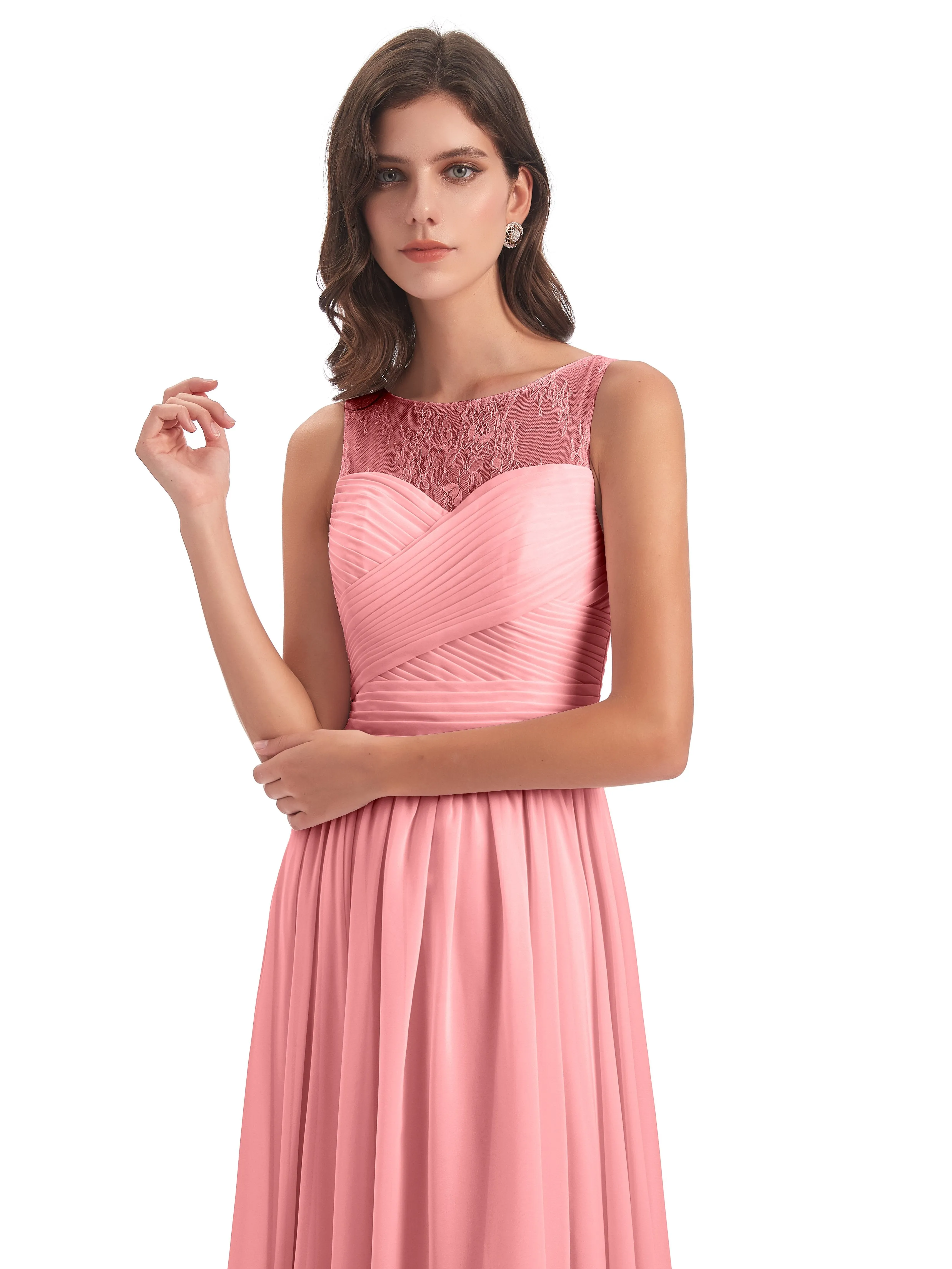 Robyn Magic Lace/Chiffon Illusion Long Bridesmaid Dresses