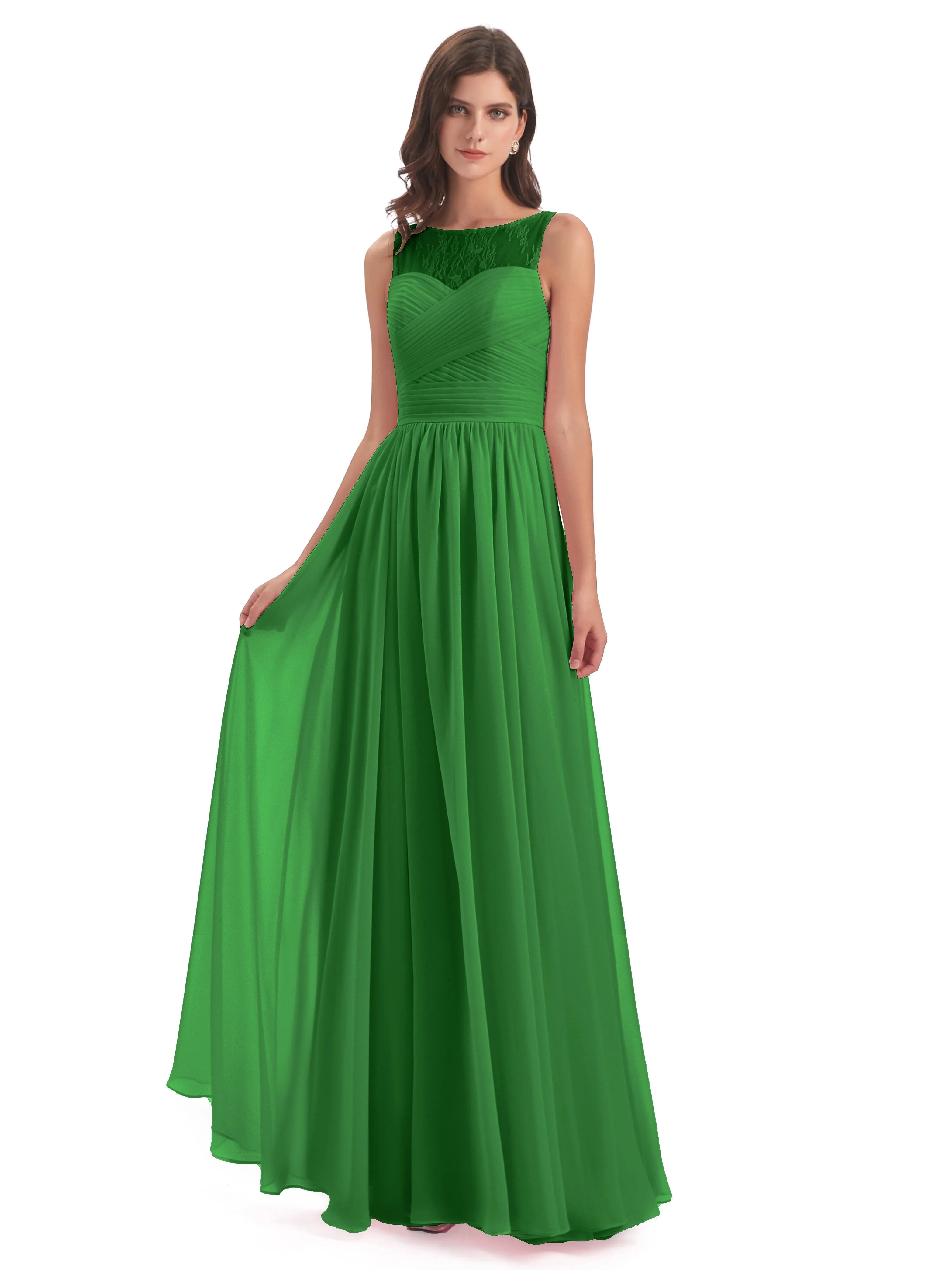 Robyn Magic Lace/Chiffon Illusion Long Bridesmaid Dresses