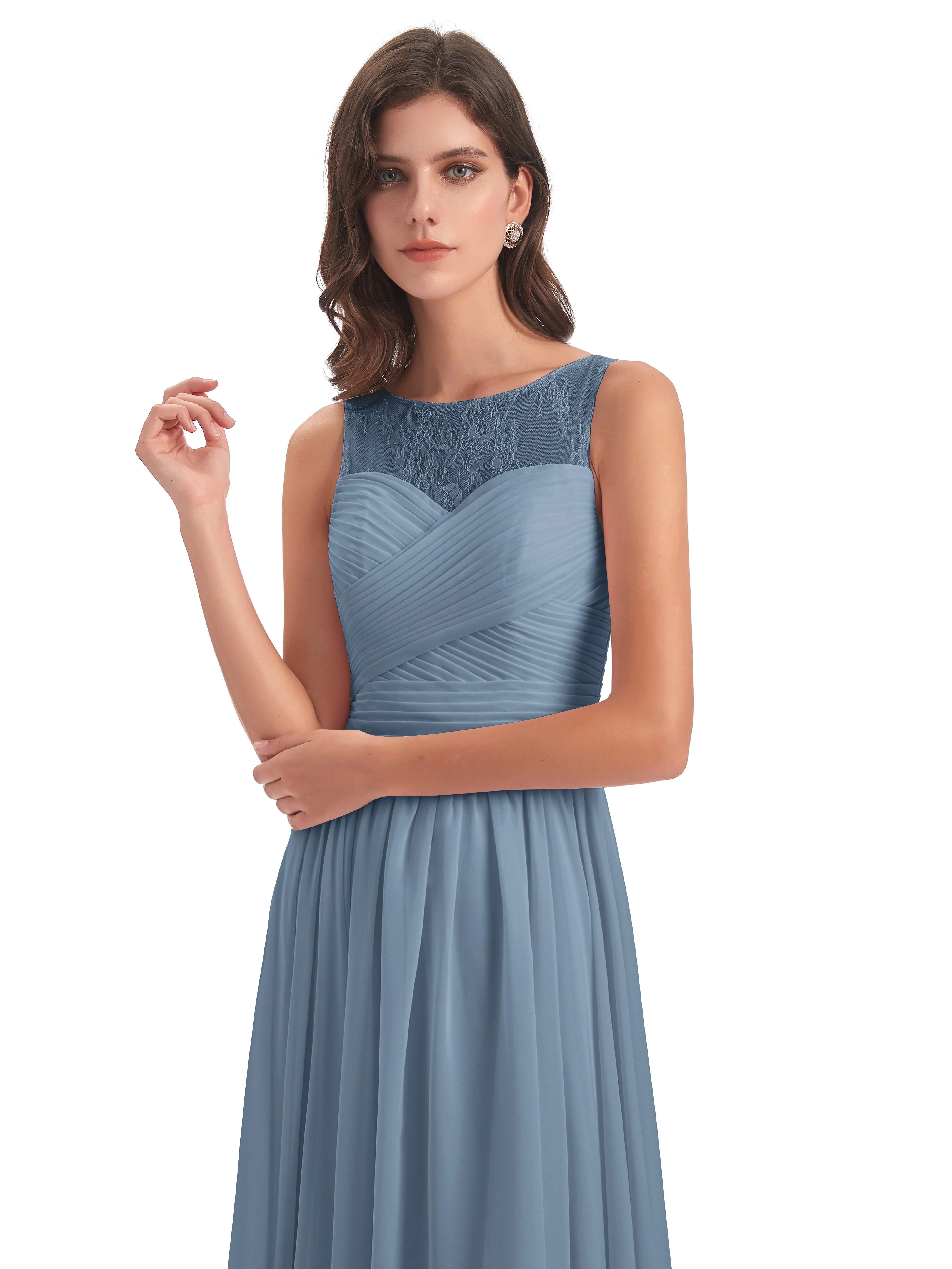 Robyn Magic Lace/Chiffon Illusion Long Bridesmaid Dresses
