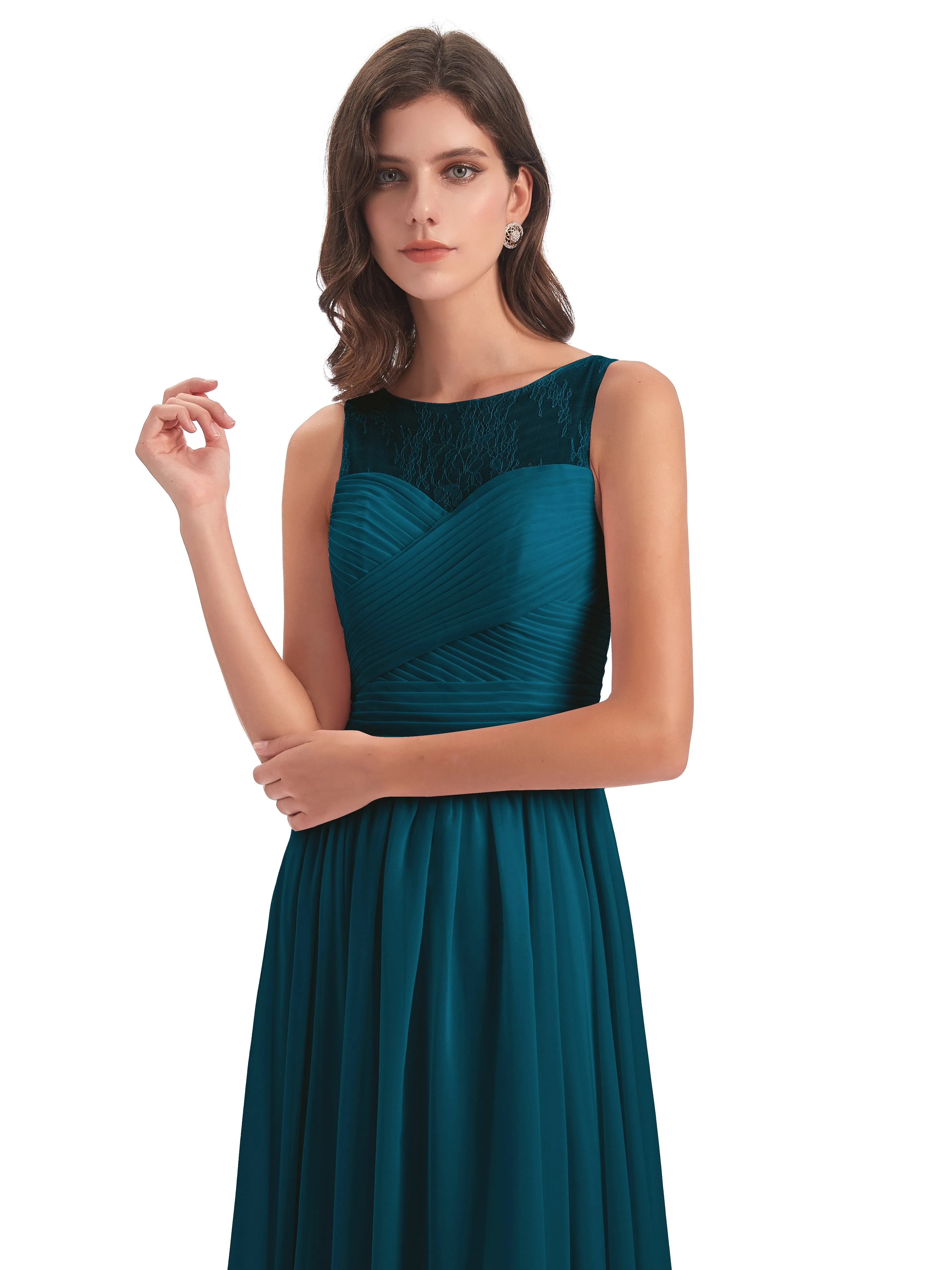 Robyn Magic Lace/Chiffon Illusion Long Bridesmaid Dresses