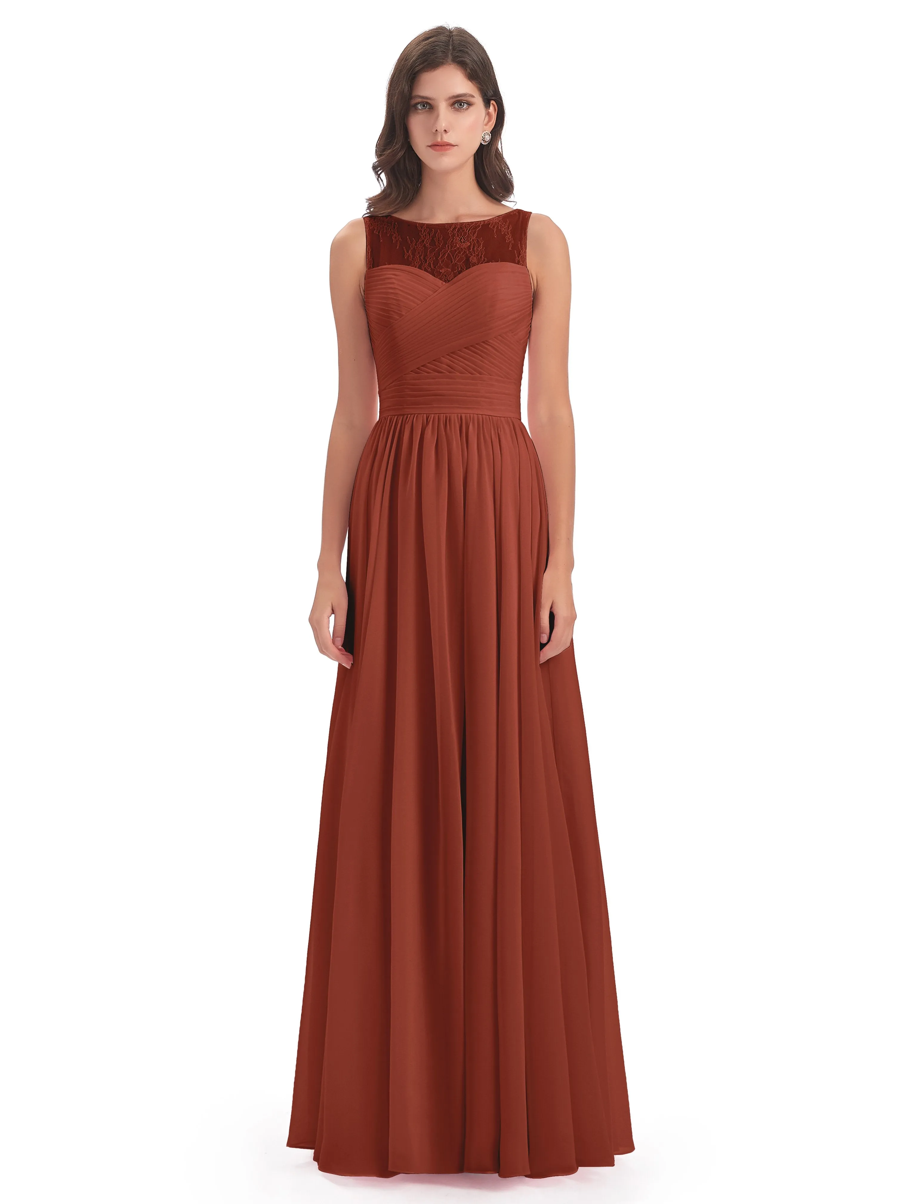Robyn Magic Lace/Chiffon Illusion Long Bridesmaid Dresses