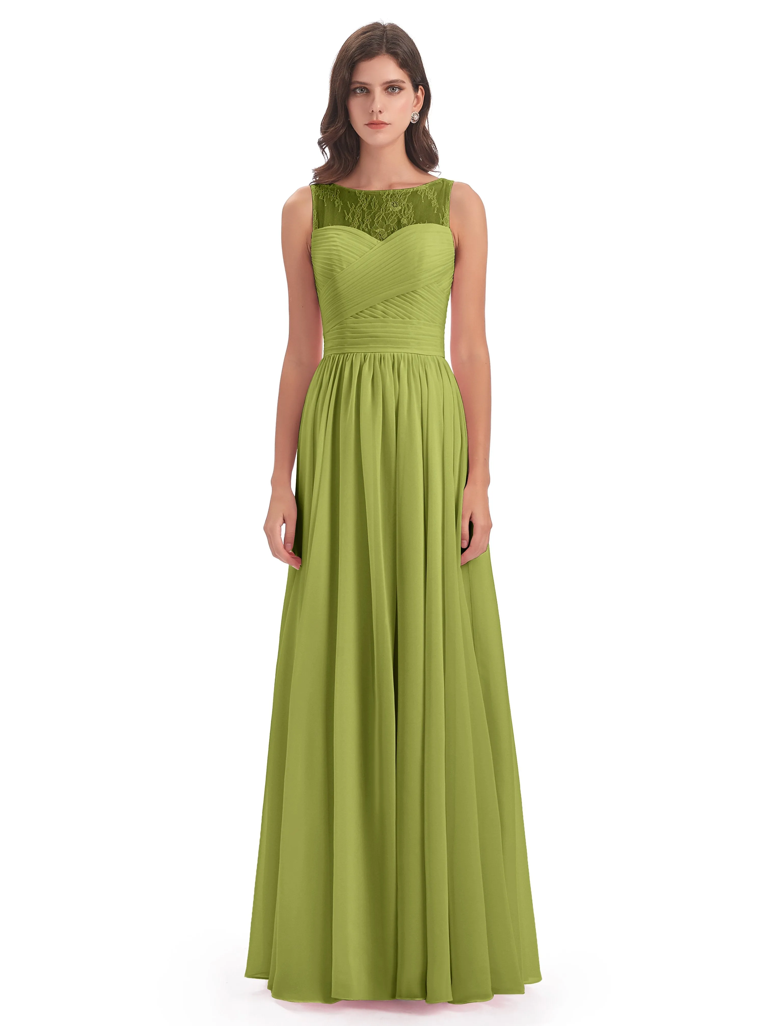 Robyn Magic Lace/Chiffon Illusion Long Bridesmaid Dresses