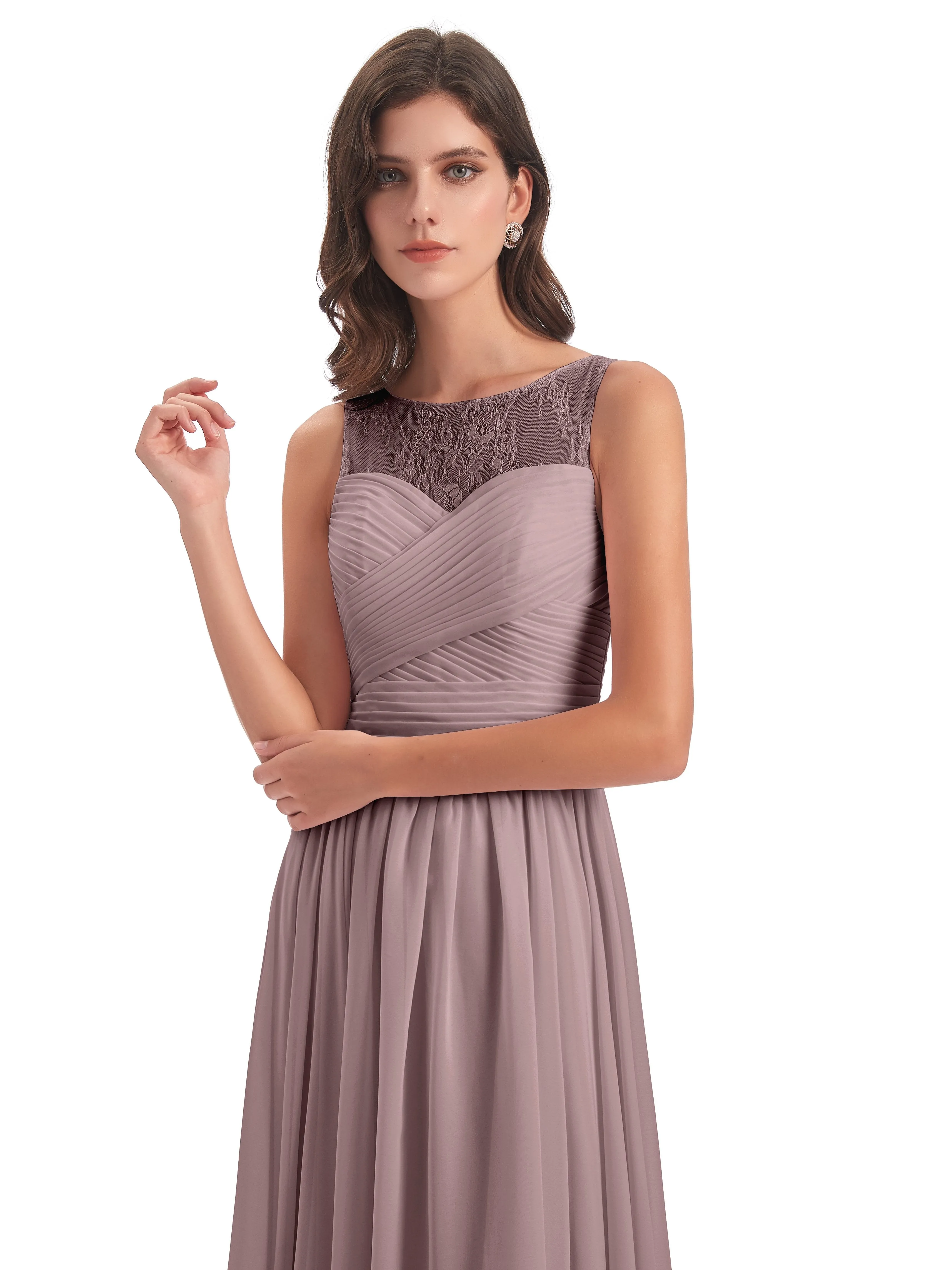 Robyn Magic Lace/Chiffon Illusion Long Bridesmaid Dresses
