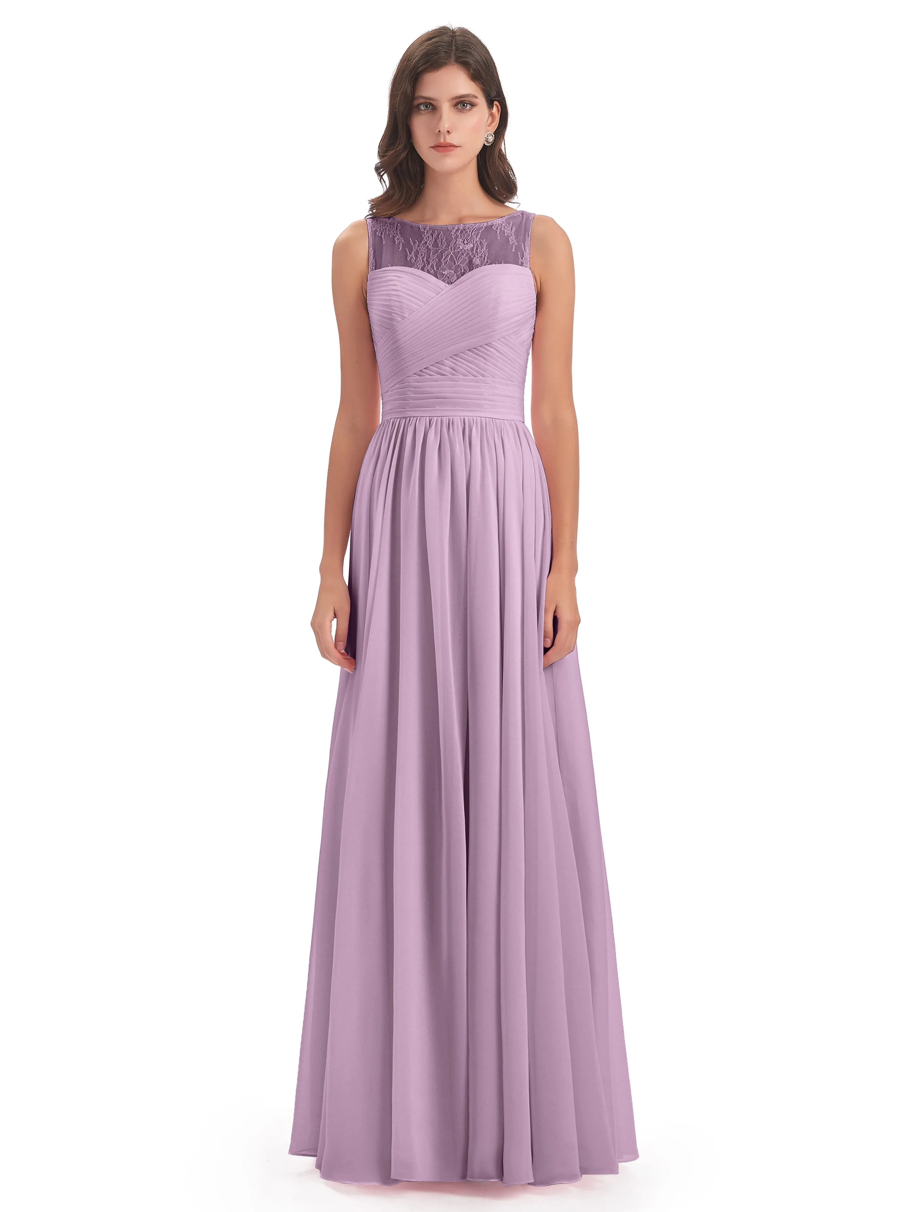 Robyn Magic Lace/Chiffon Illusion Long Bridesmaid Dresses