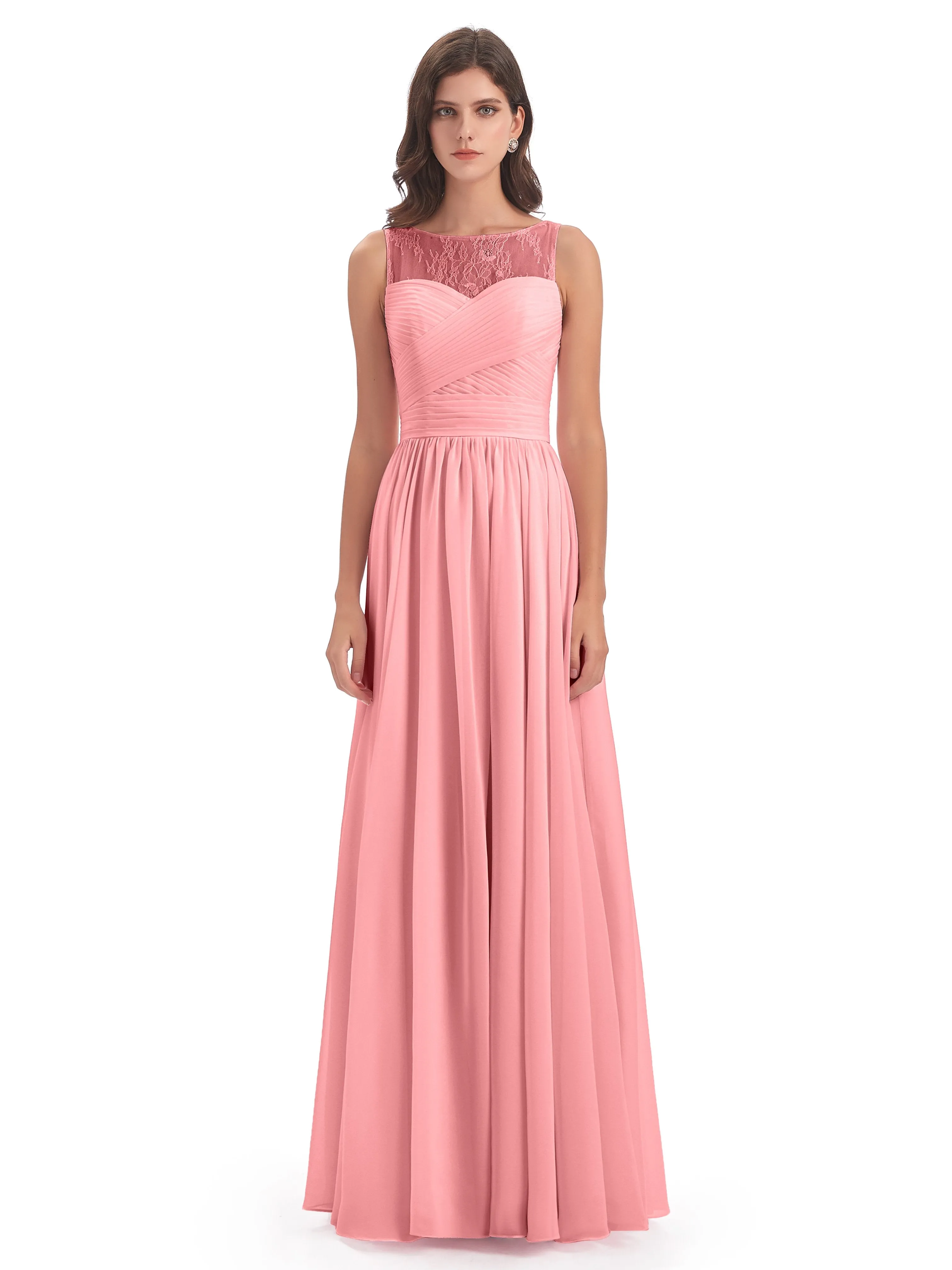 Robyn Magic Lace/Chiffon Illusion Long Bridesmaid Dresses