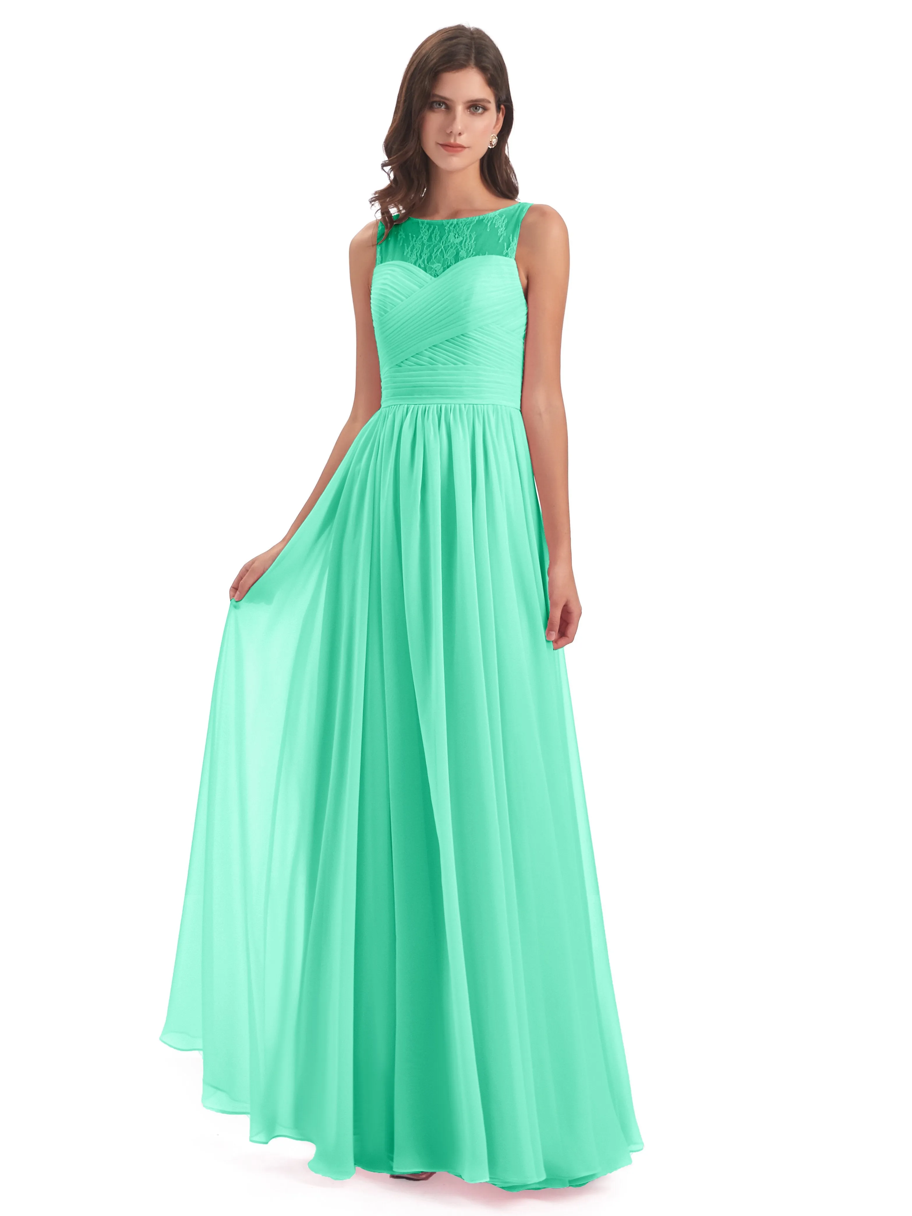 Robyn Magic Lace/Chiffon Illusion Long Bridesmaid Dresses