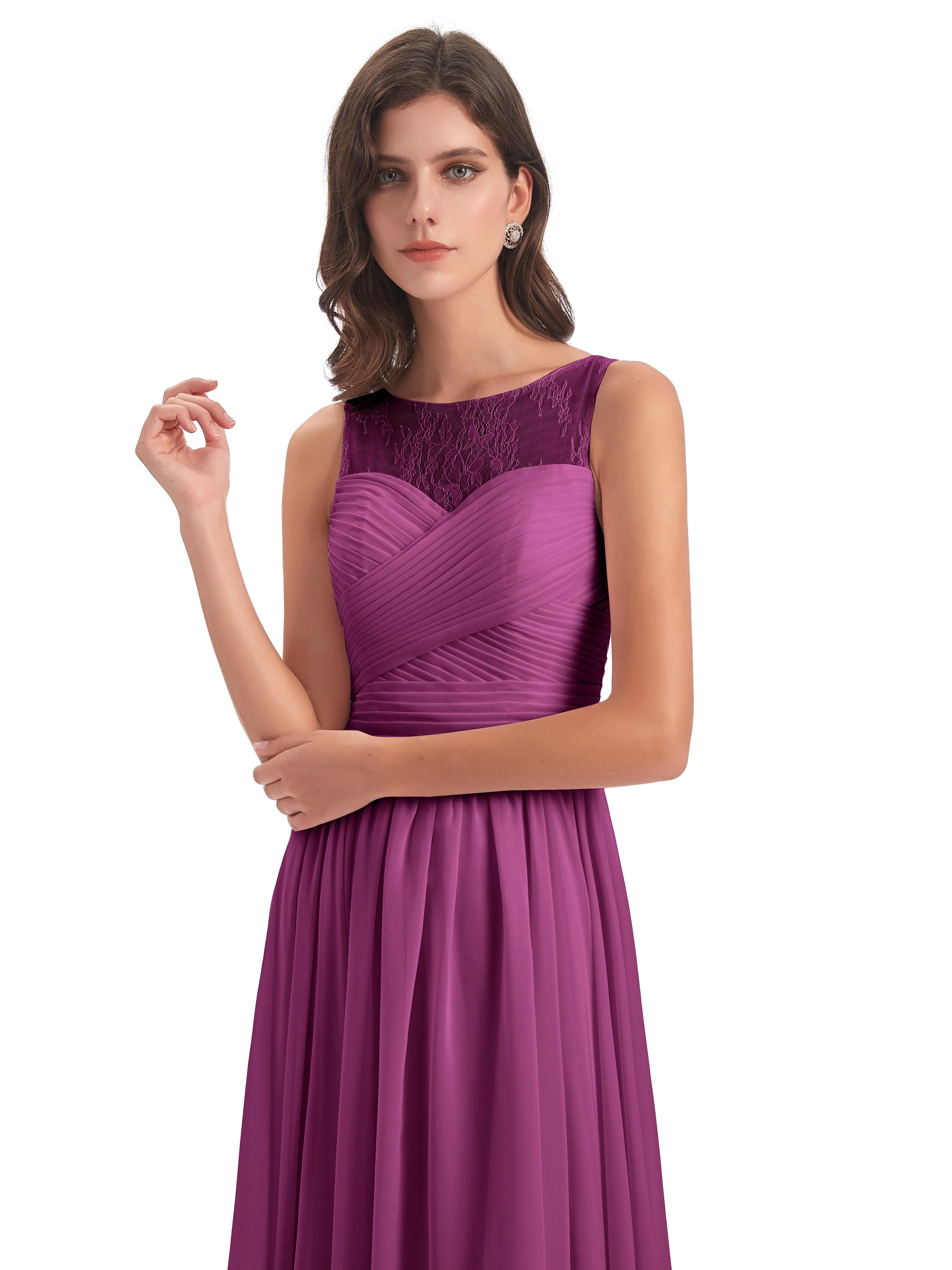 Robyn Magic Lace/Chiffon Illusion Long Bridesmaid Dresses