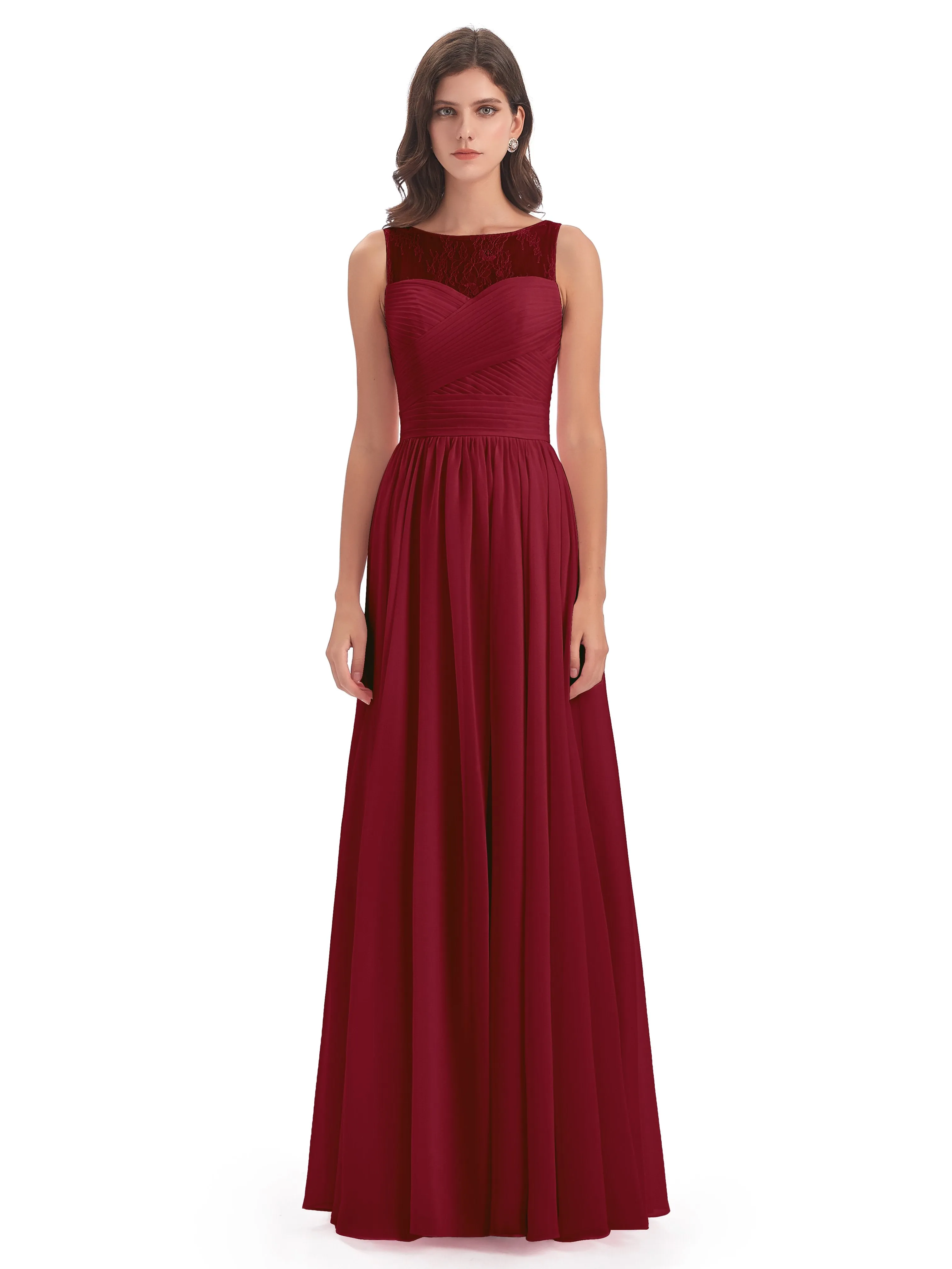 Robyn Magic Lace/Chiffon Illusion Long Bridesmaid Dresses