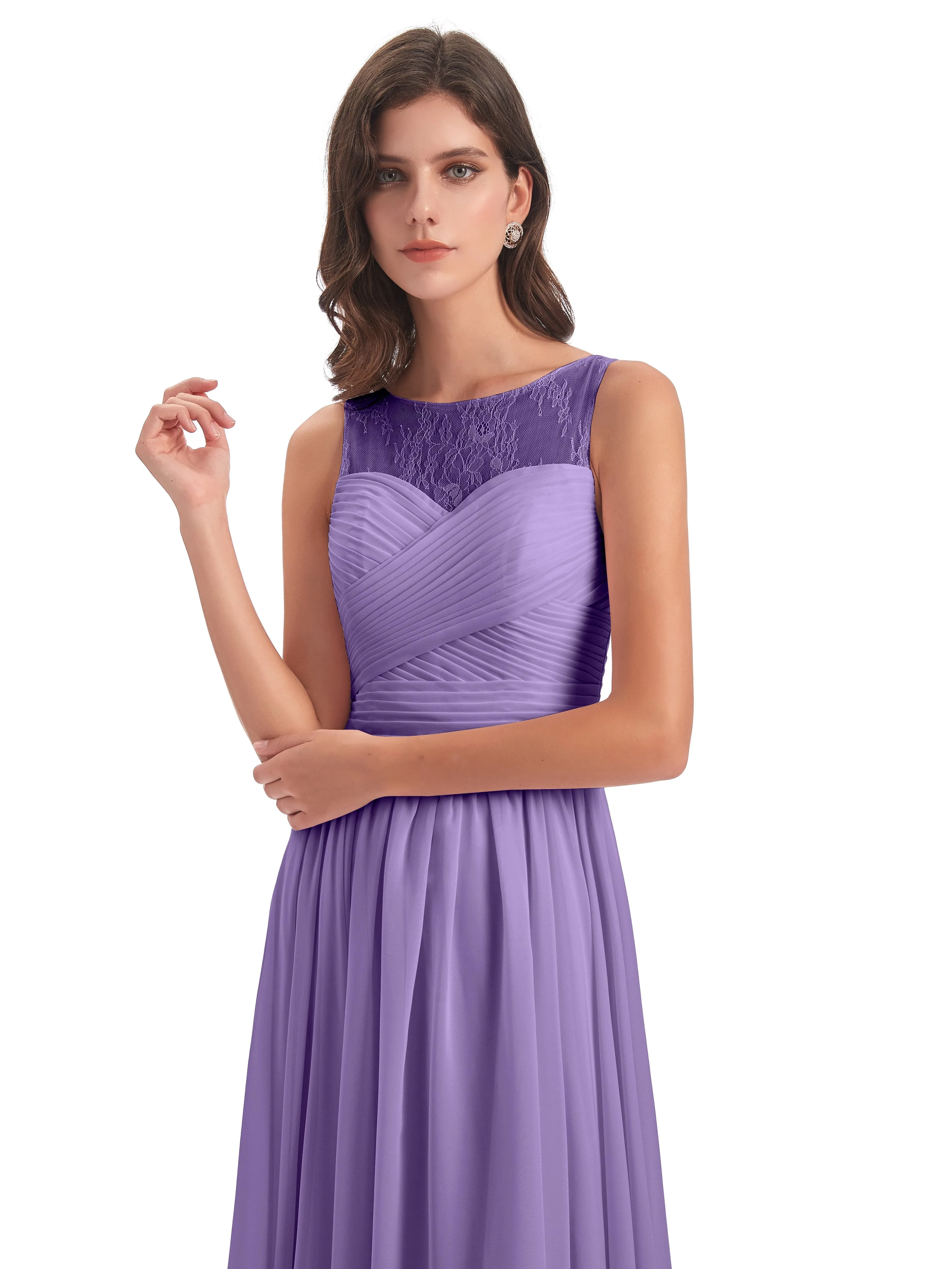 Robyn Magic Lace/Chiffon Illusion Long Bridesmaid Dresses