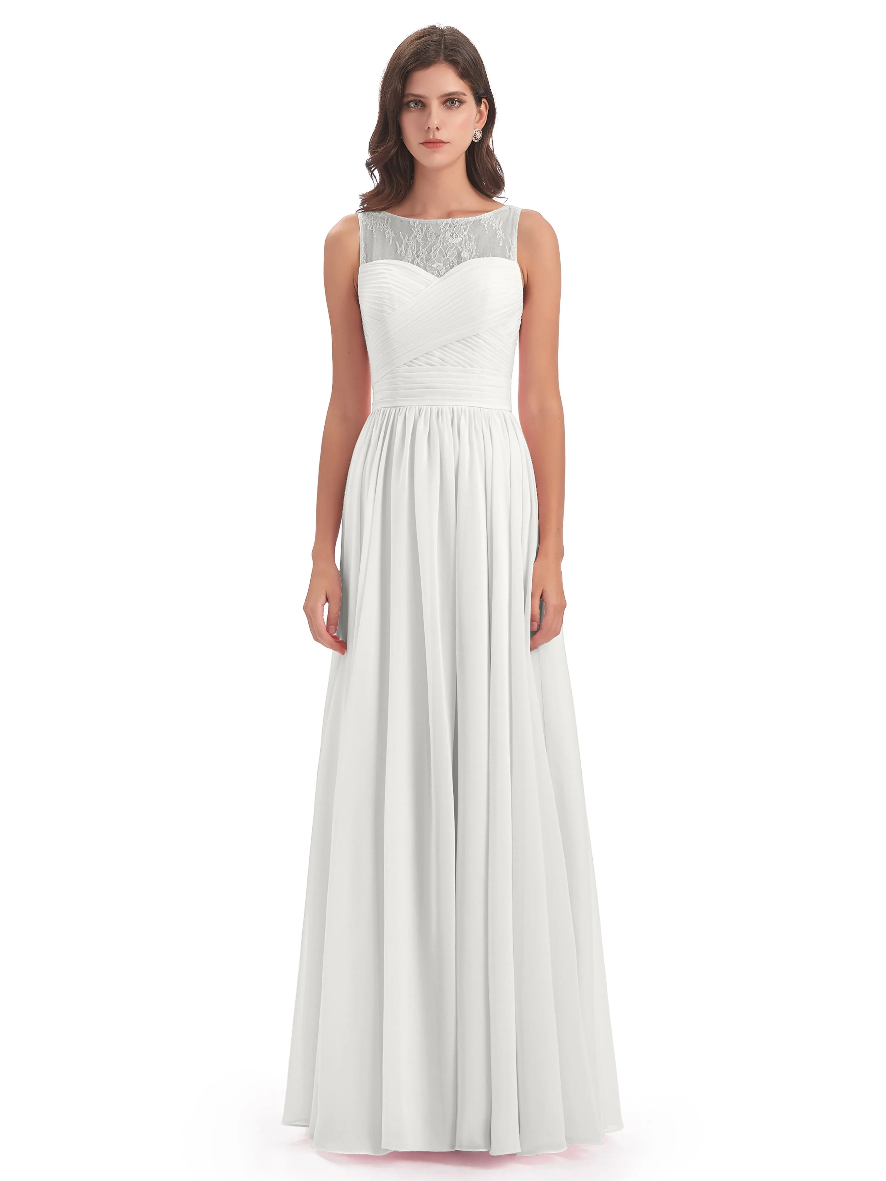 Robyn Magic Lace/Chiffon Illusion Long Bridesmaid Dresses