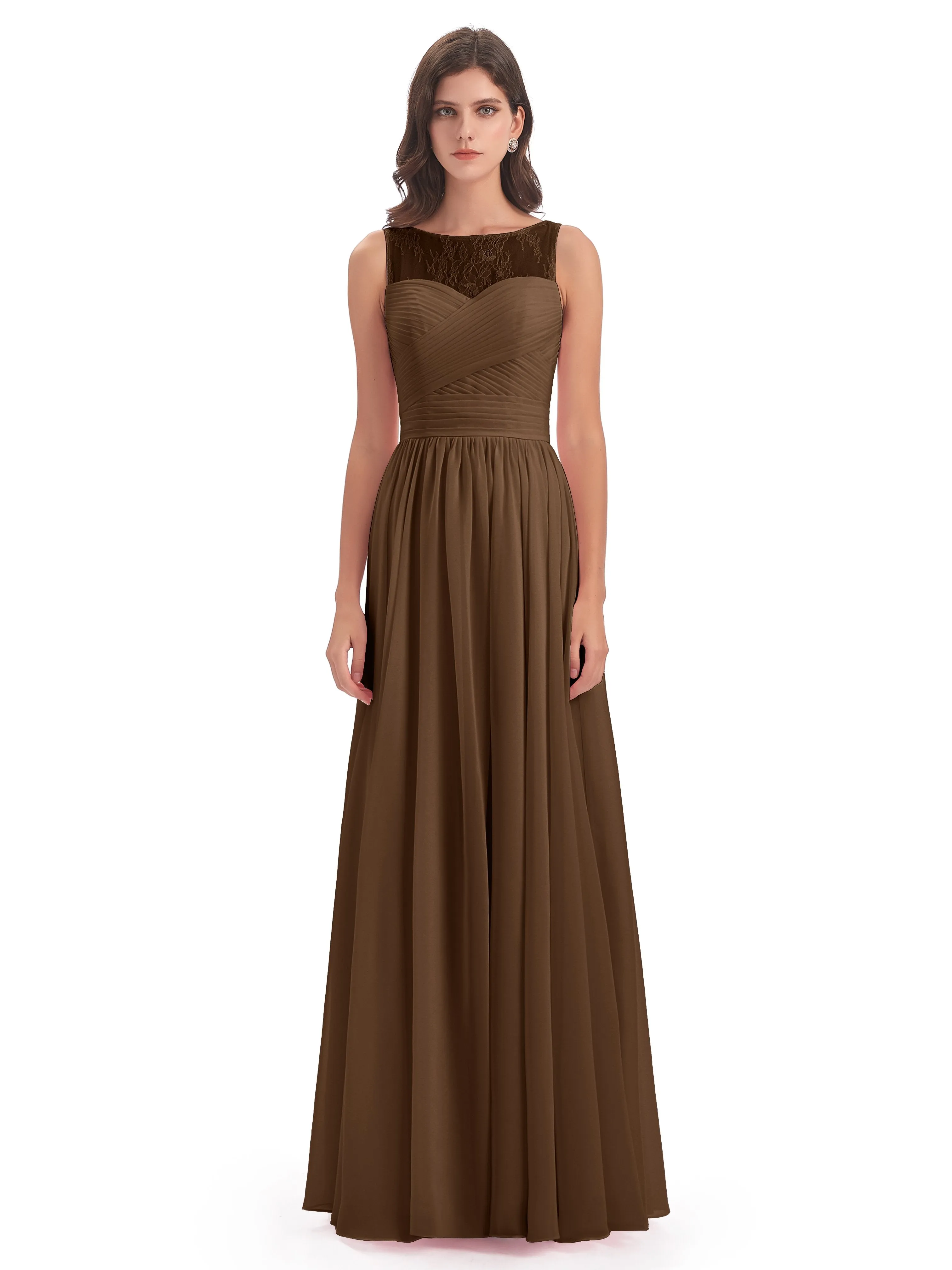 Robyn Magic Lace/Chiffon Illusion Long Bridesmaid Dresses