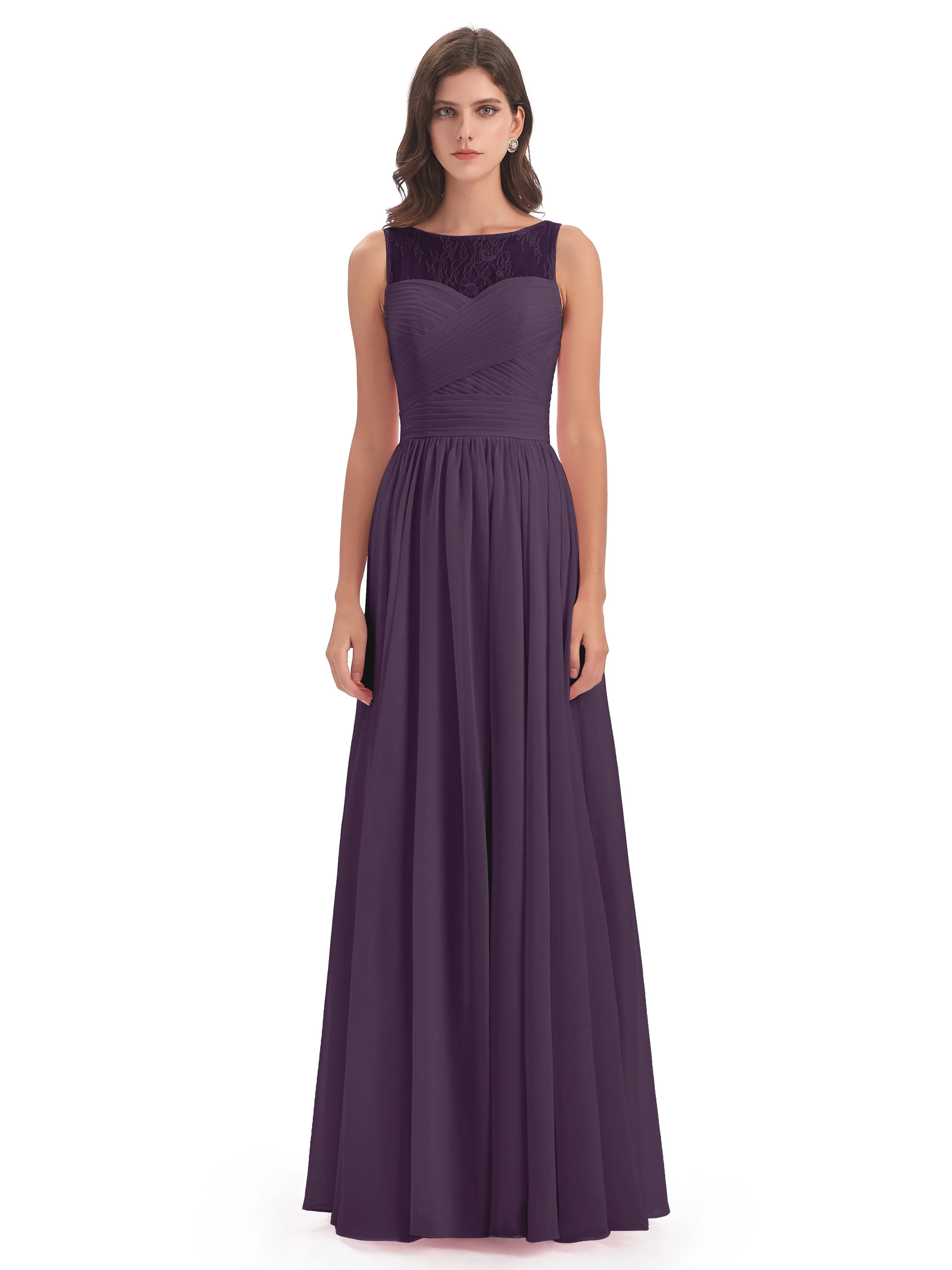 Robyn Magic Lace/Chiffon Illusion Long Bridesmaid Dresses