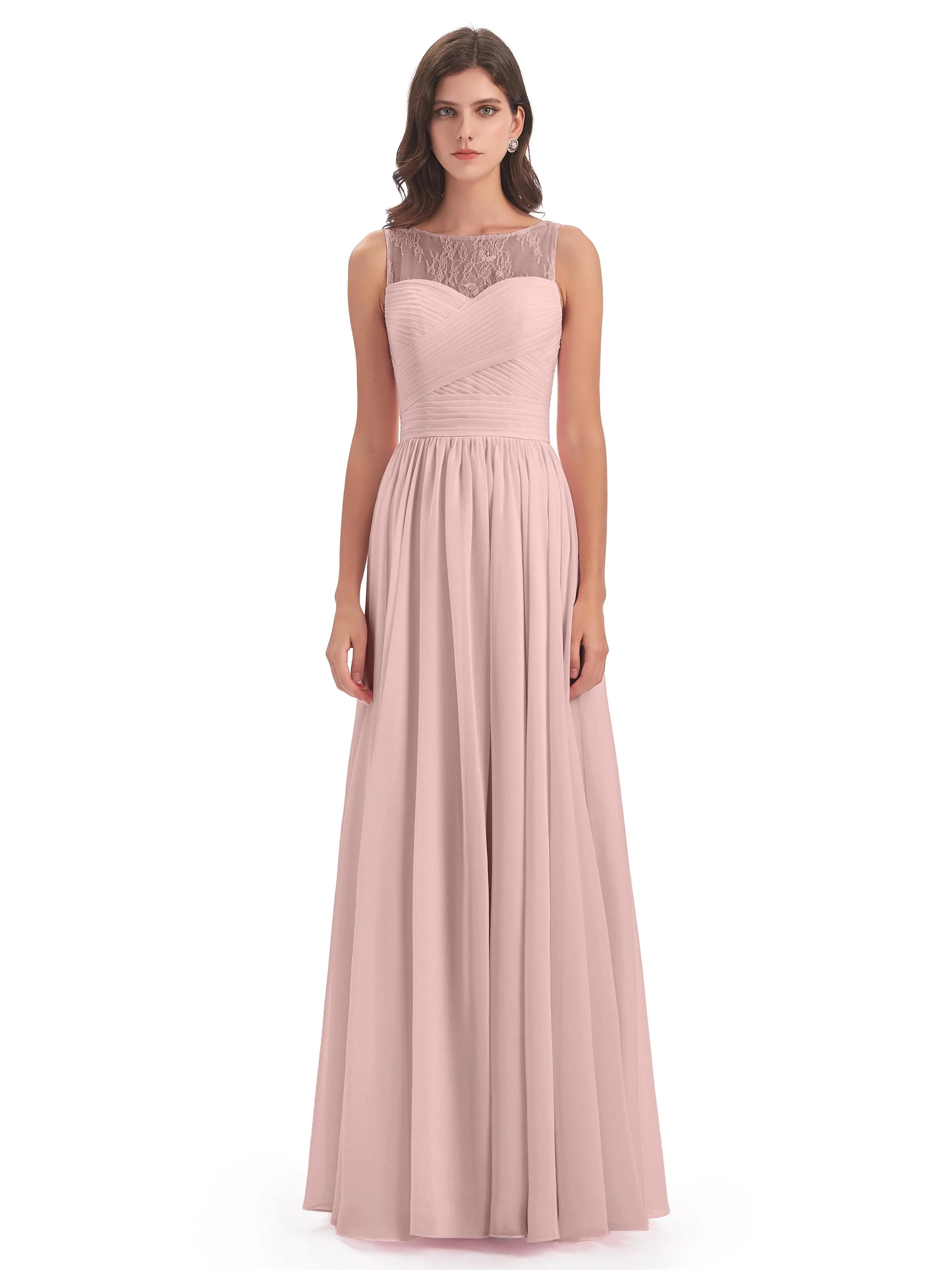 Robyn Magic Lace/Chiffon Illusion Long Bridesmaid Dresses