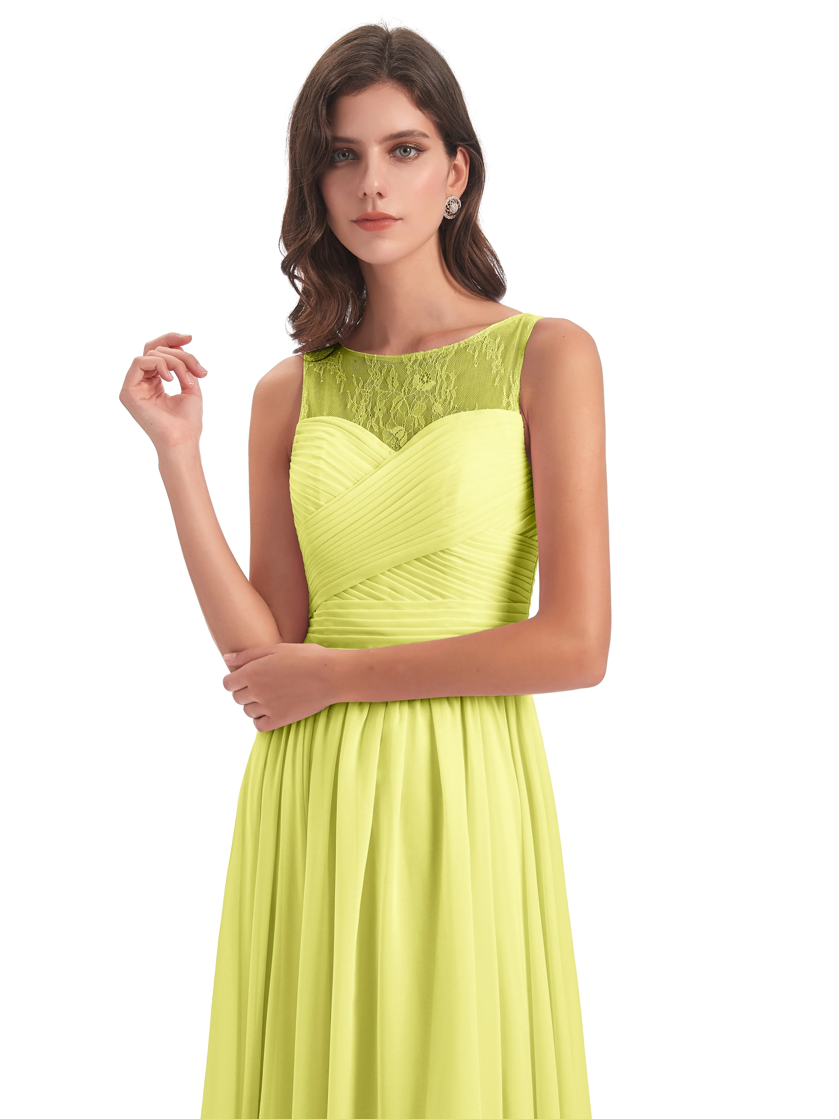 Robyn Magic Lace/Chiffon Illusion Long Bridesmaid Dresses