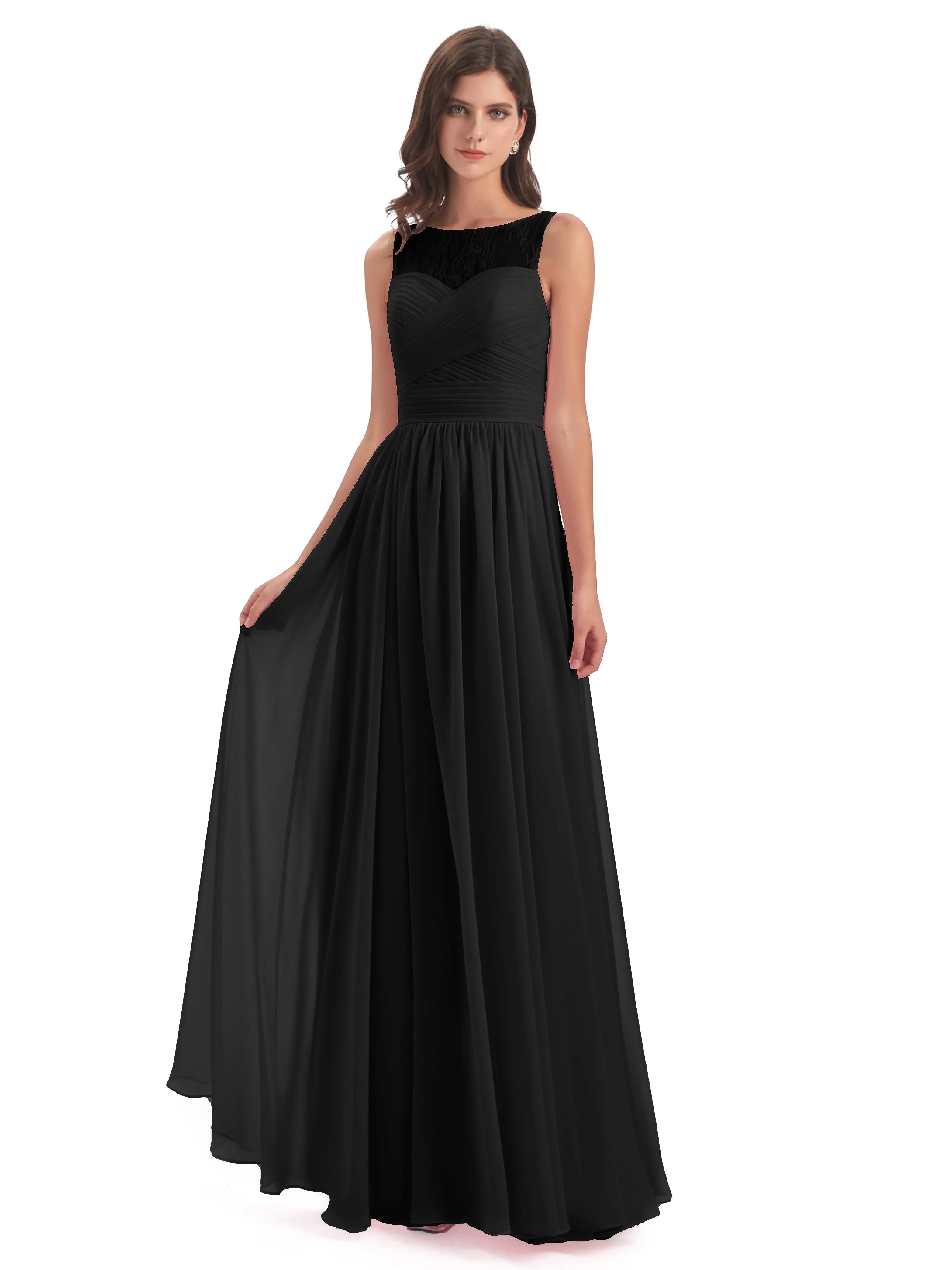 Robyn Magic Lace/Chiffon Illusion Long Bridesmaid Dresses