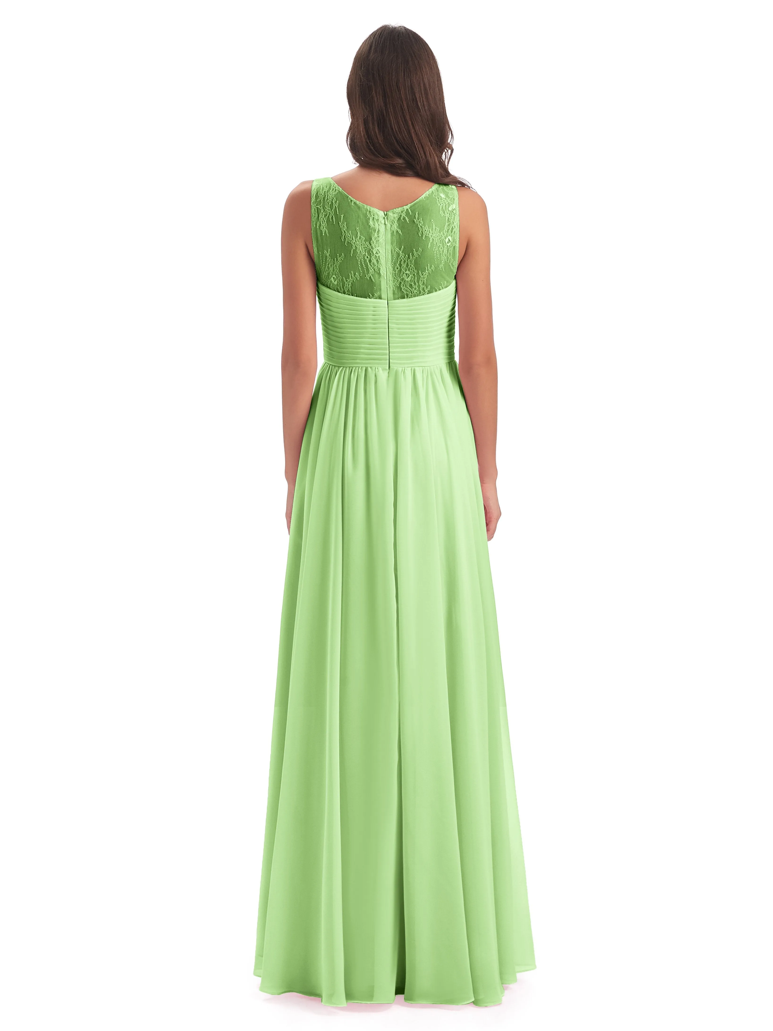 Robyn Magic Lace/Chiffon Illusion Long Bridesmaid Dresses
