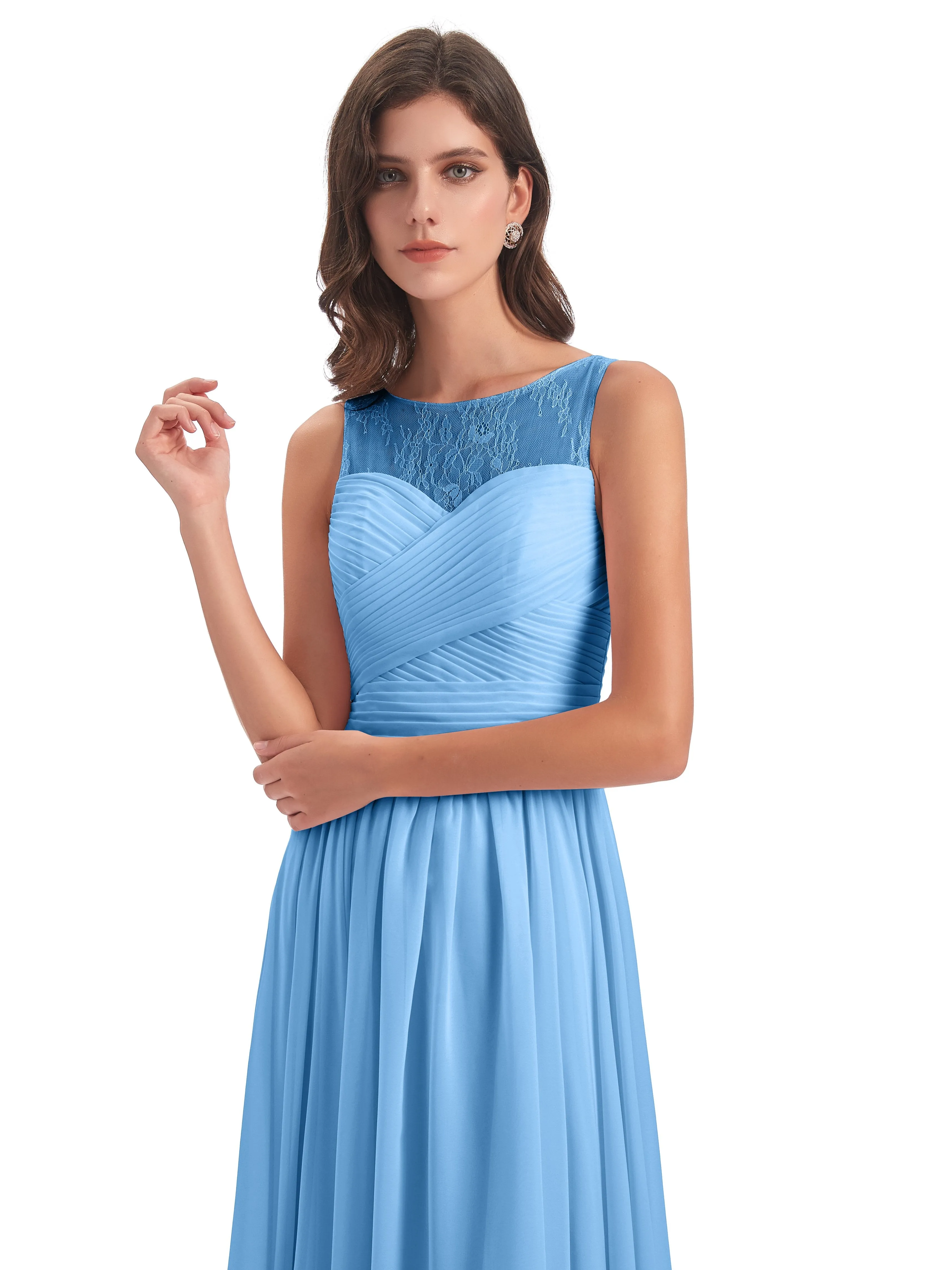 Robyn Magic Lace/Chiffon Illusion Long Bridesmaid Dresses
