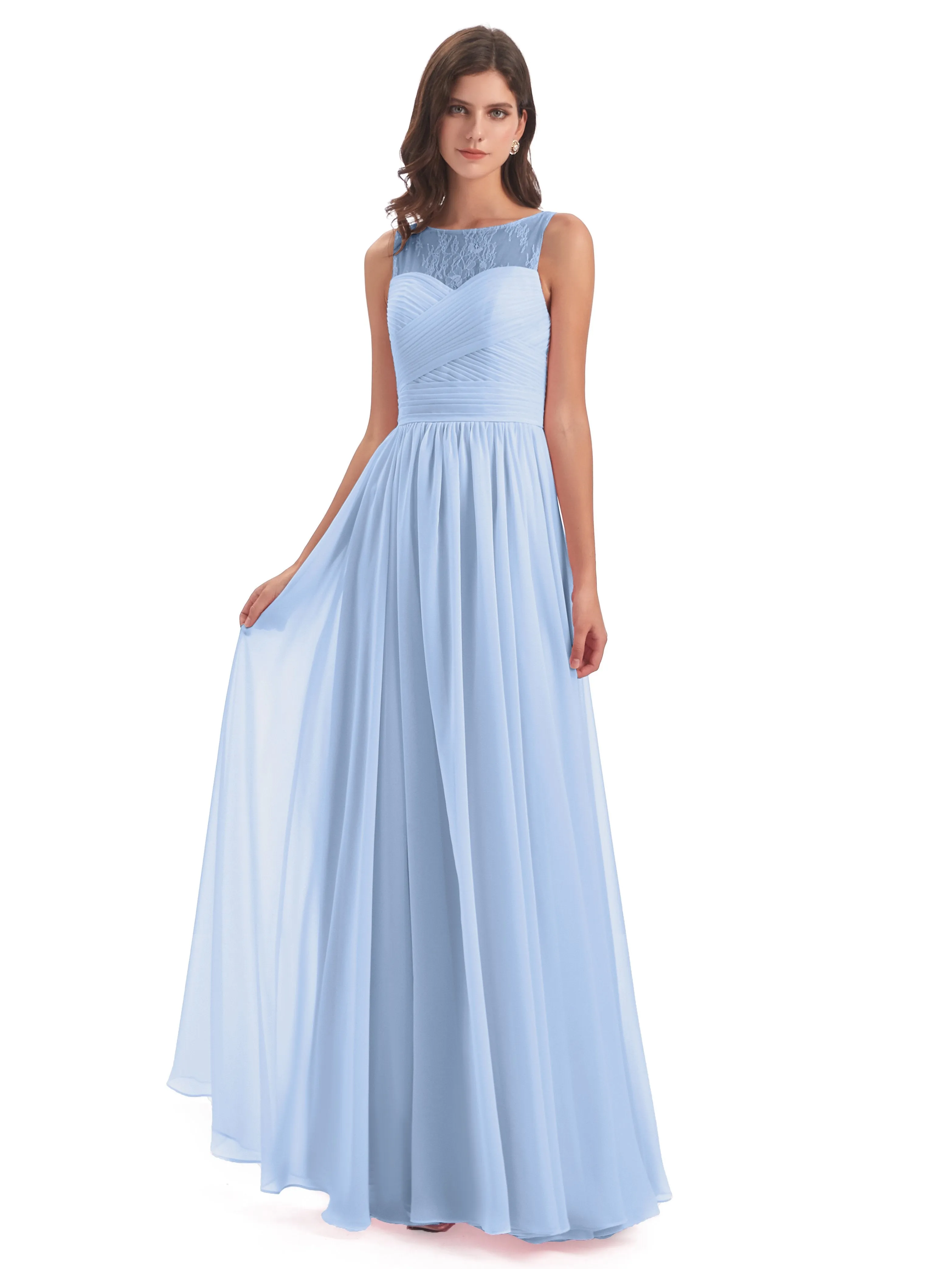 Robyn Magic Lace/Chiffon Illusion Long Bridesmaid Dresses