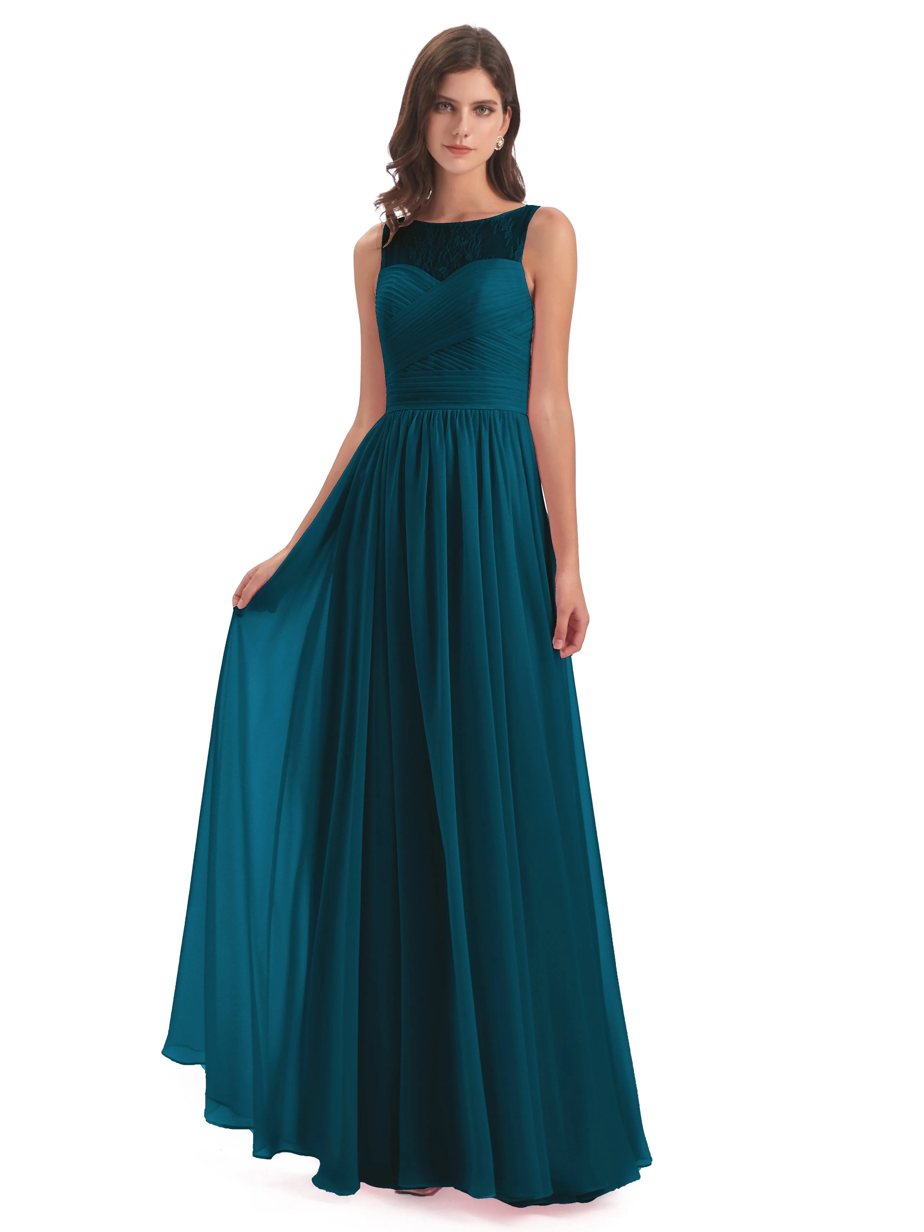 Robyn Magic Lace/Chiffon Illusion Long Bridesmaid Dresses