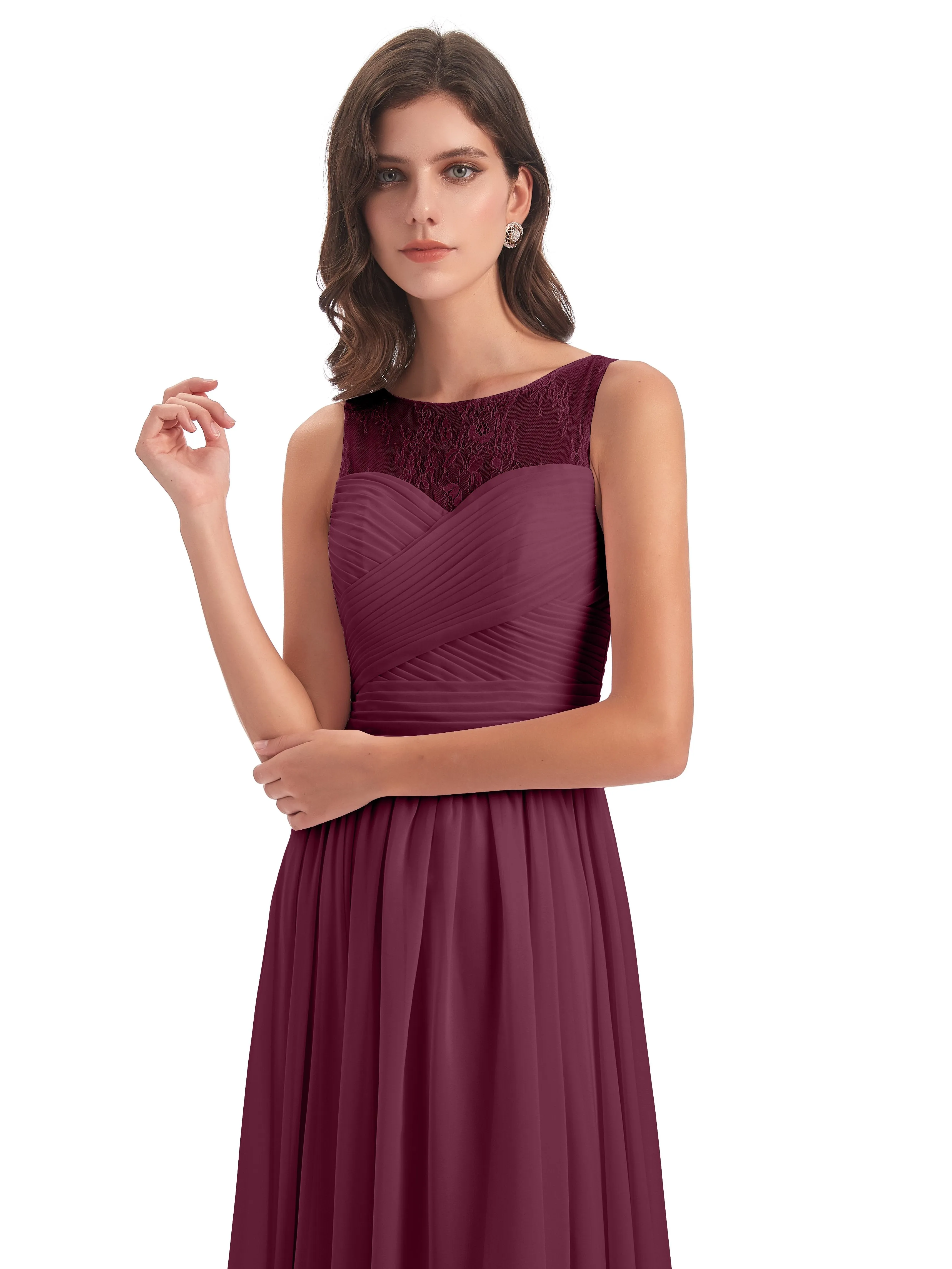Robyn Magic Lace/Chiffon Illusion Long Bridesmaid Dresses
