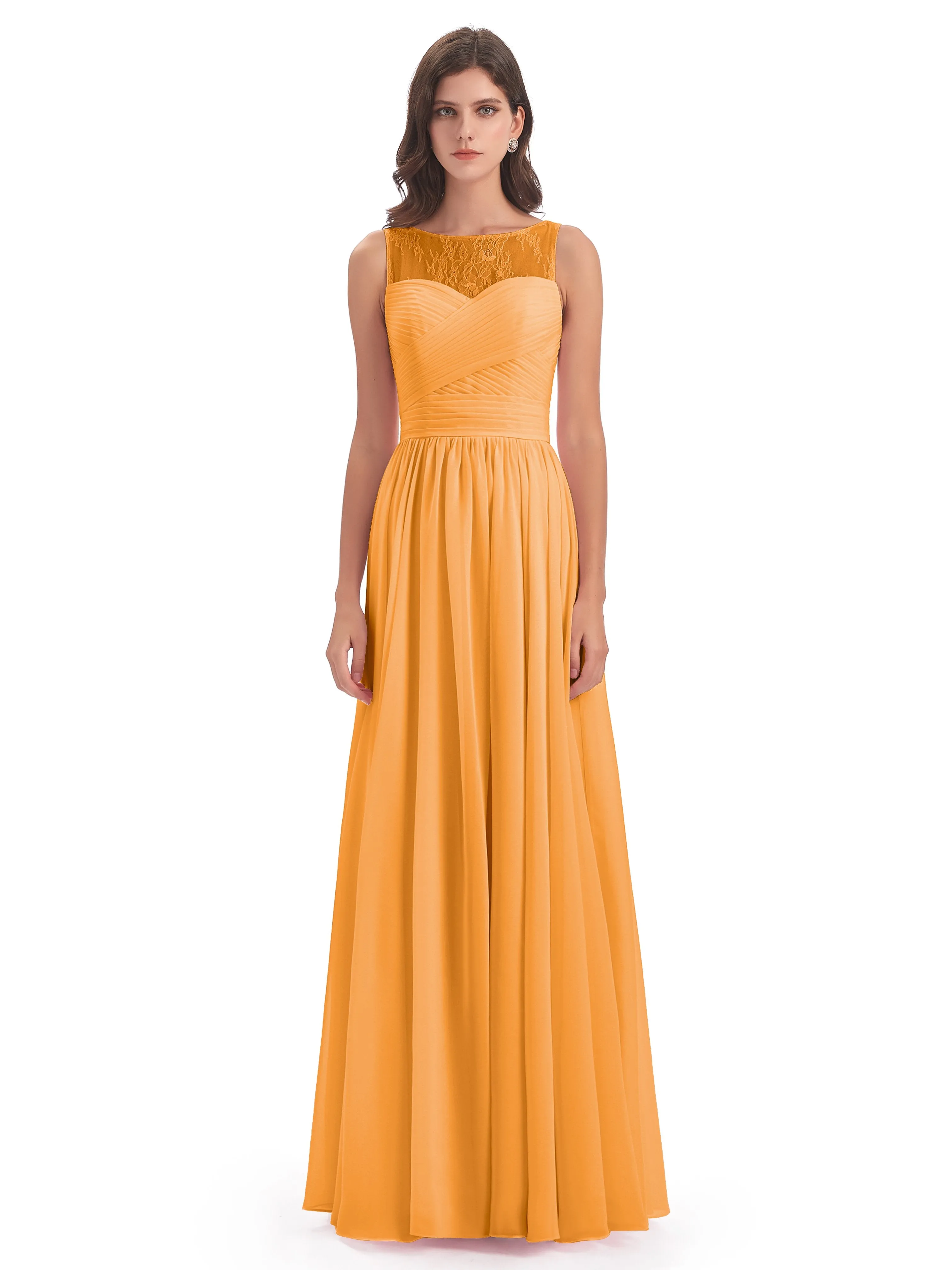 Robyn Magic Lace/Chiffon Illusion Long Bridesmaid Dresses