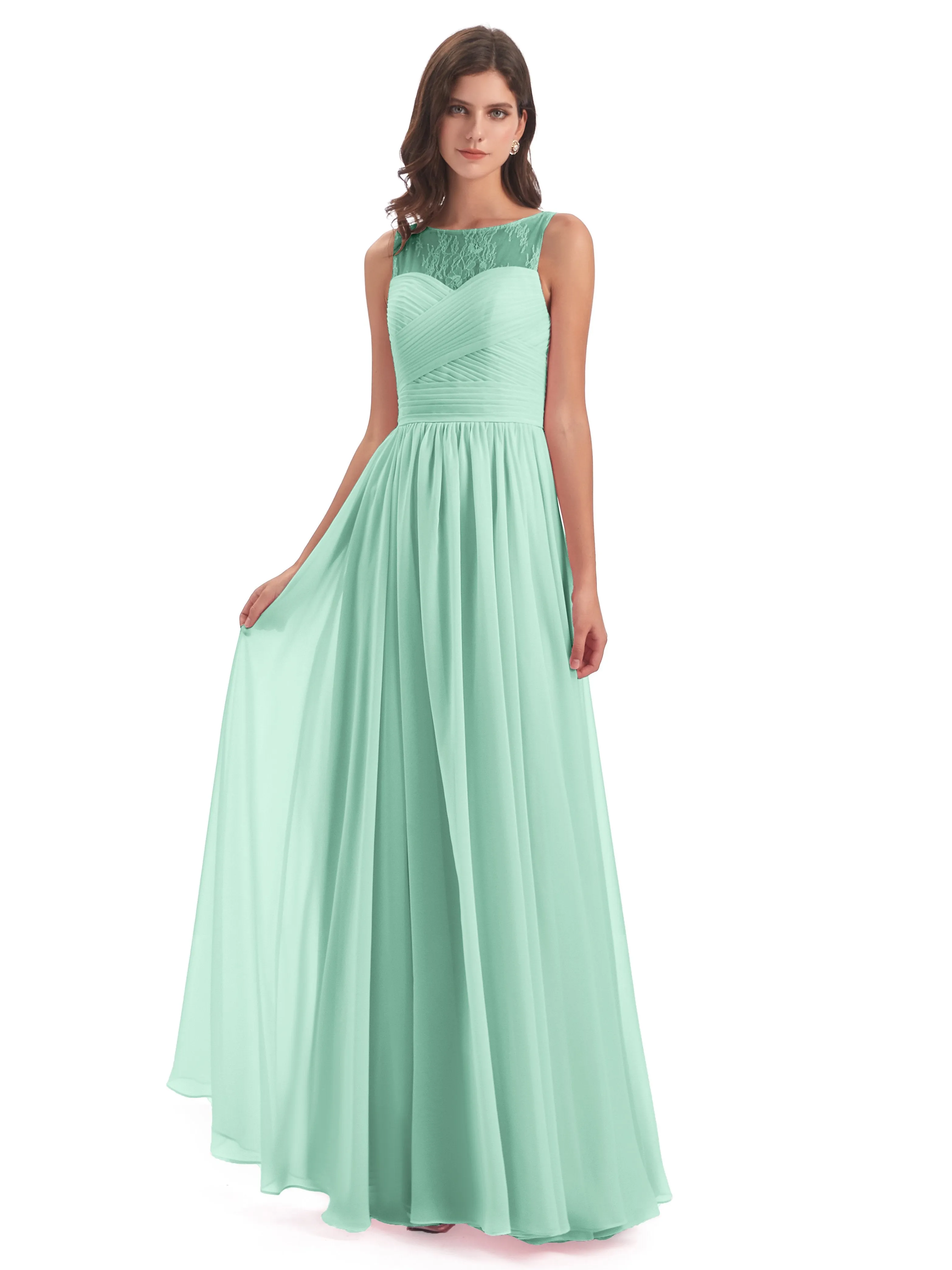 Robyn Magic Lace/Chiffon Illusion Long Bridesmaid Dresses