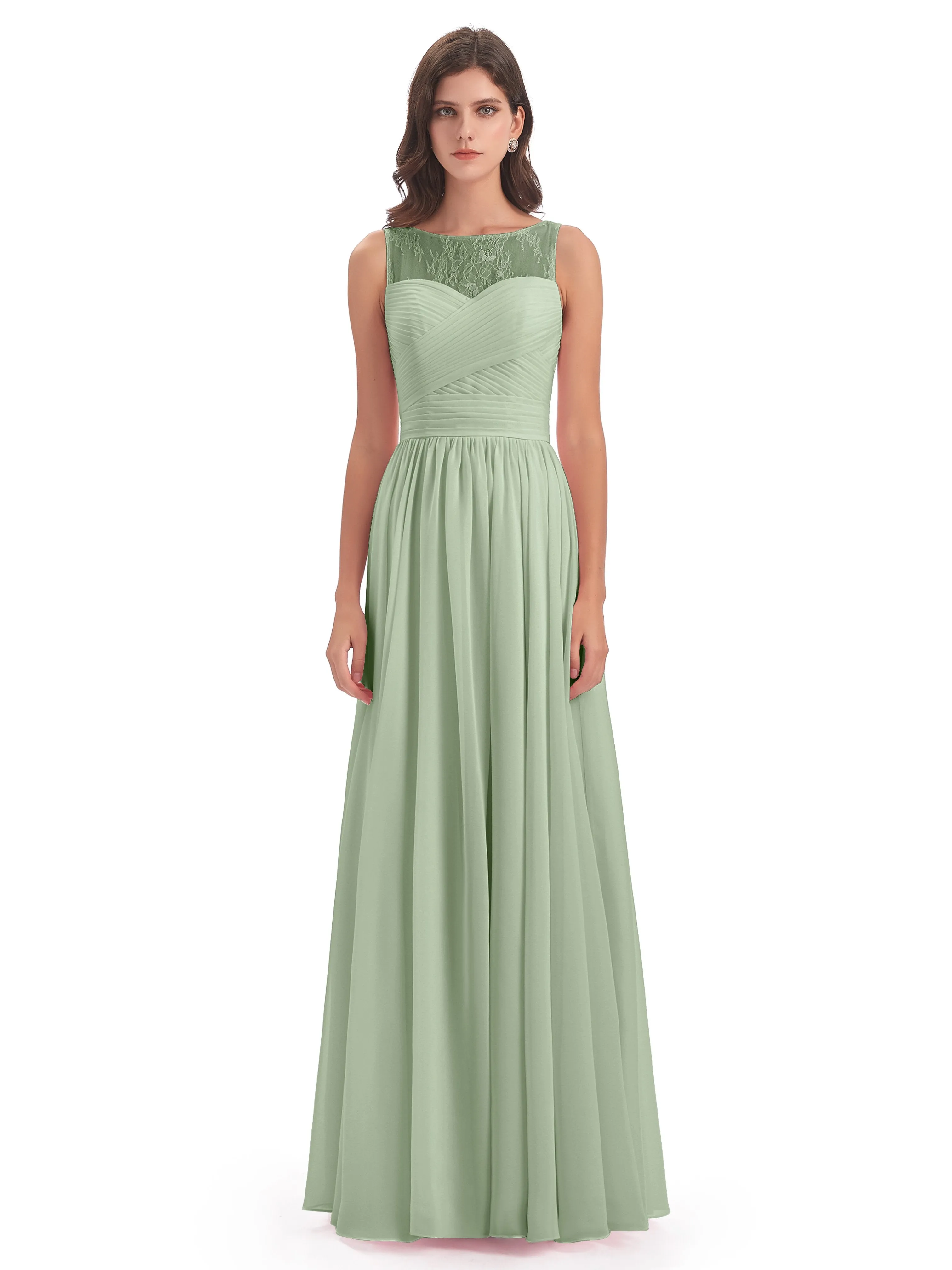 Robyn Magic Lace/Chiffon Illusion Long Bridesmaid Dresses