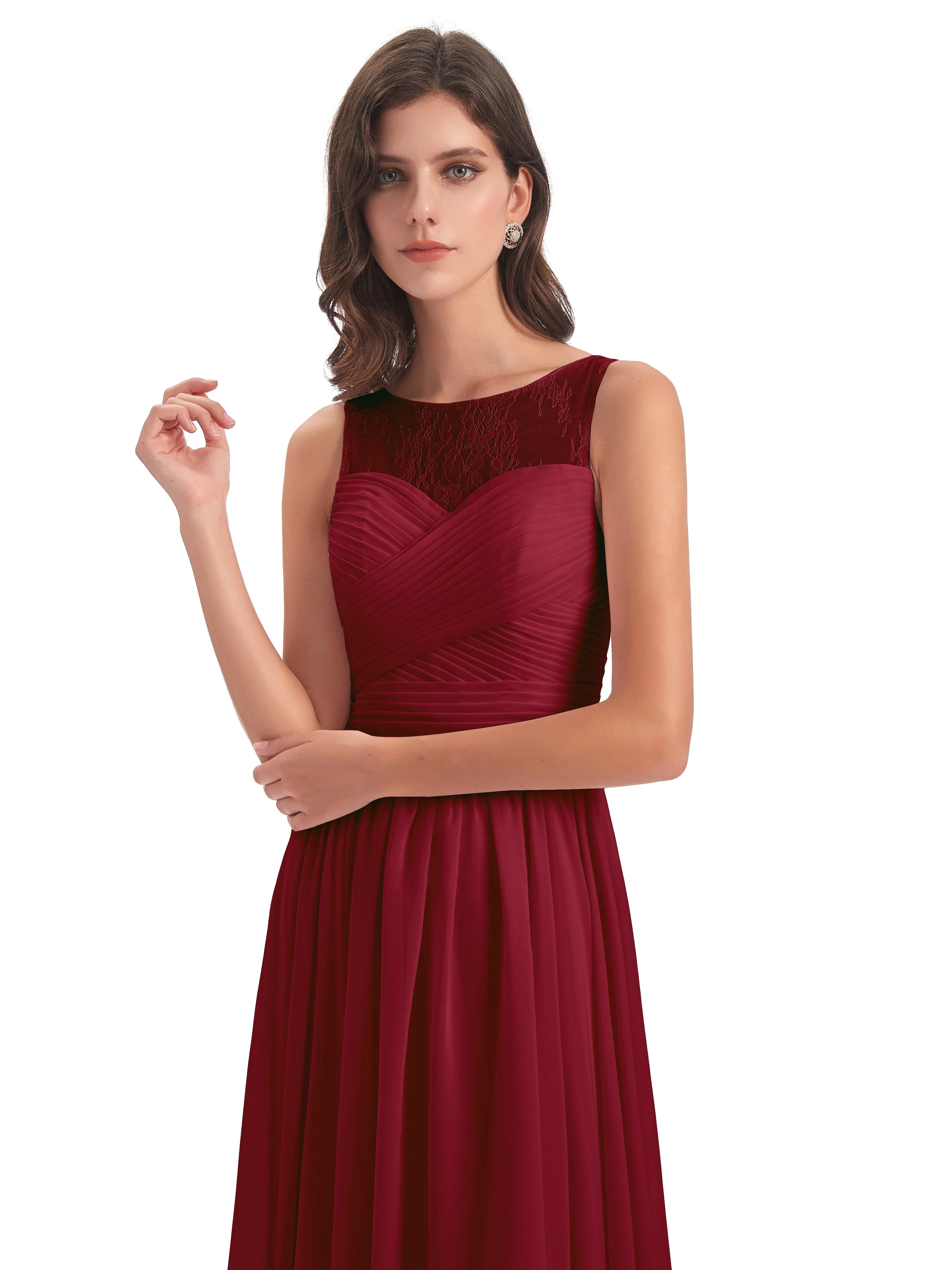 Robyn Magic Lace/Chiffon Illusion Long Bridesmaid Dresses