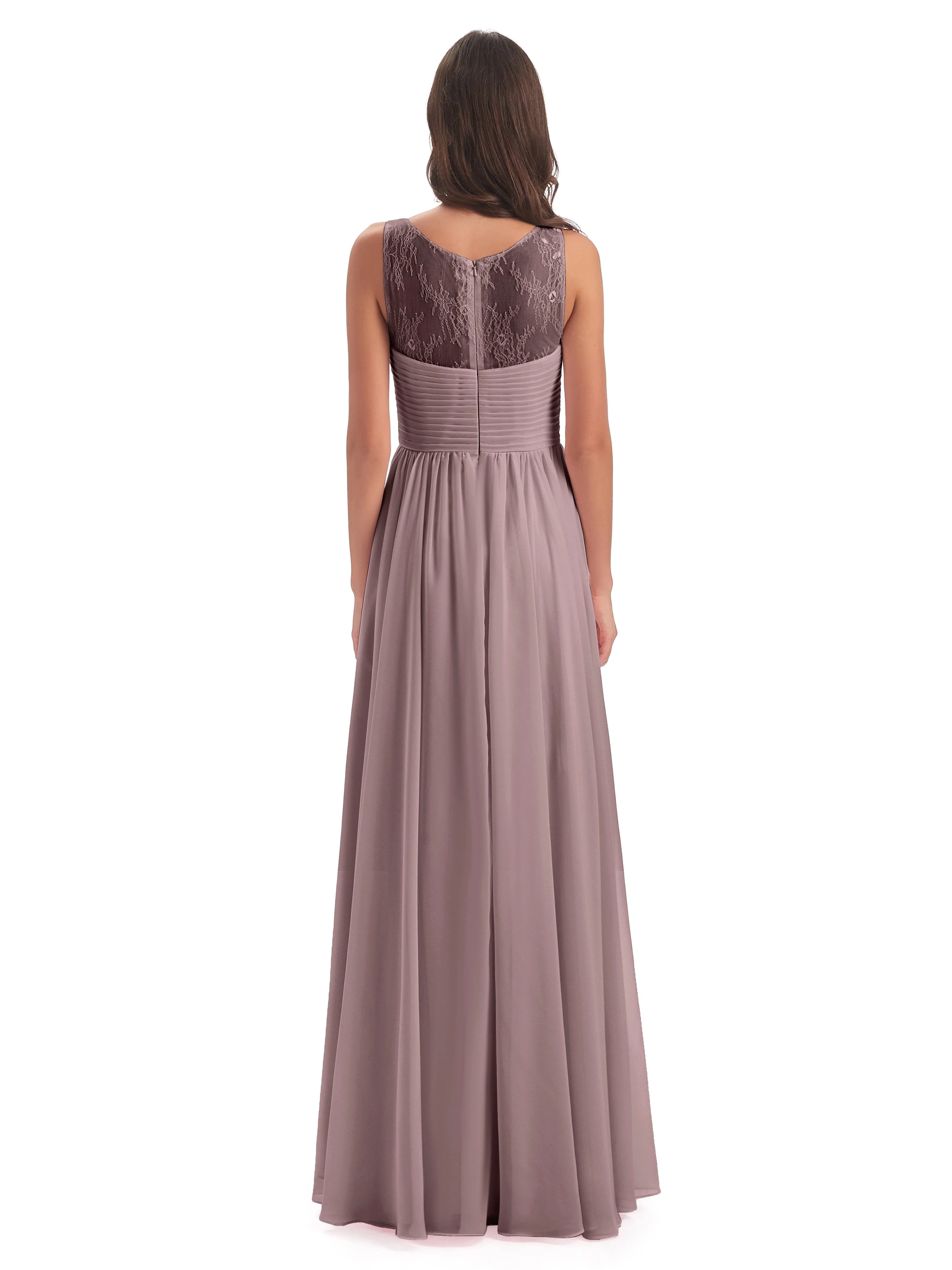 Robyn Magic Lace/Chiffon Illusion Long Bridesmaid Dresses