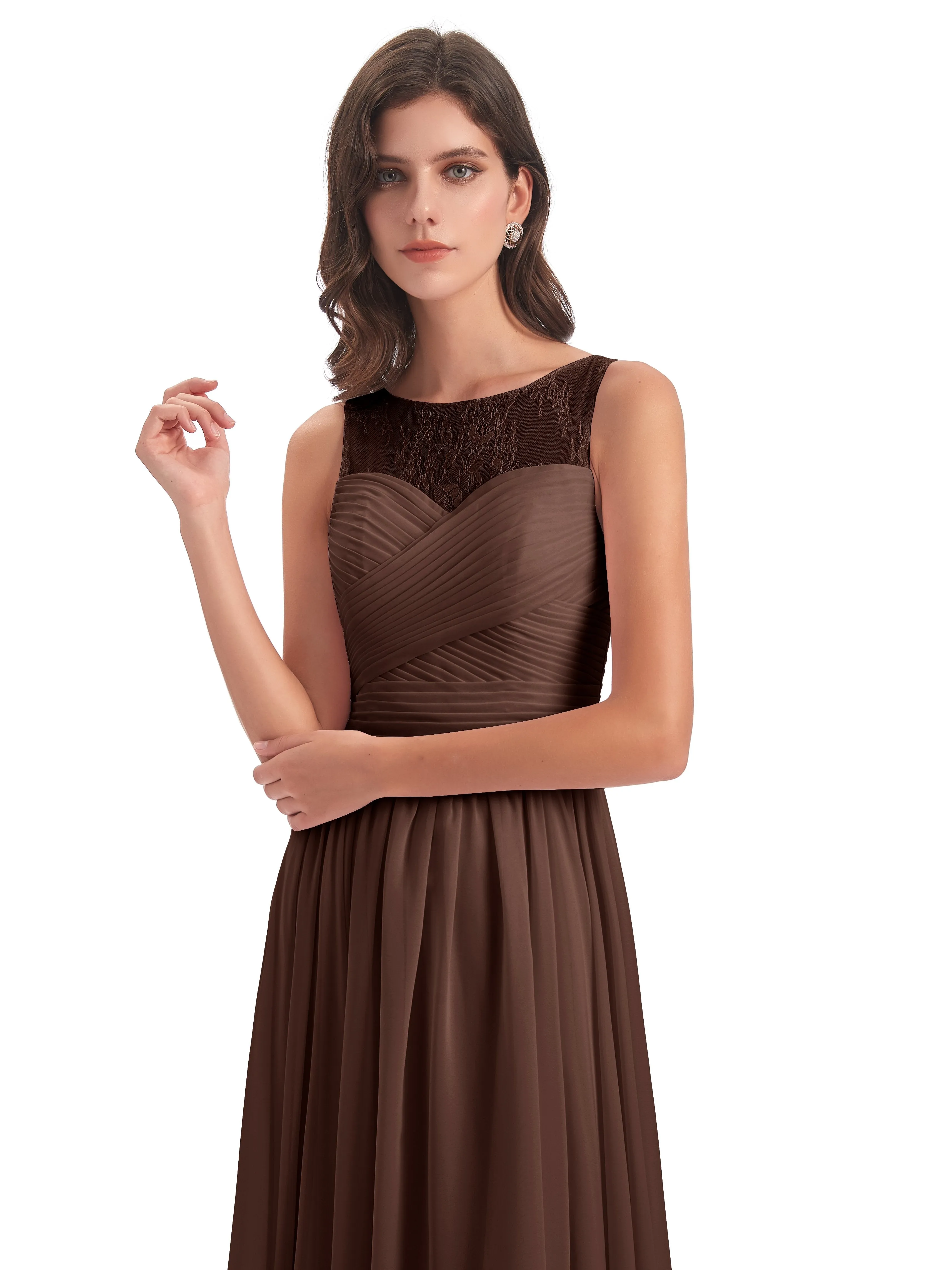 Robyn Magic Lace/Chiffon Illusion Long Bridesmaid Dresses
