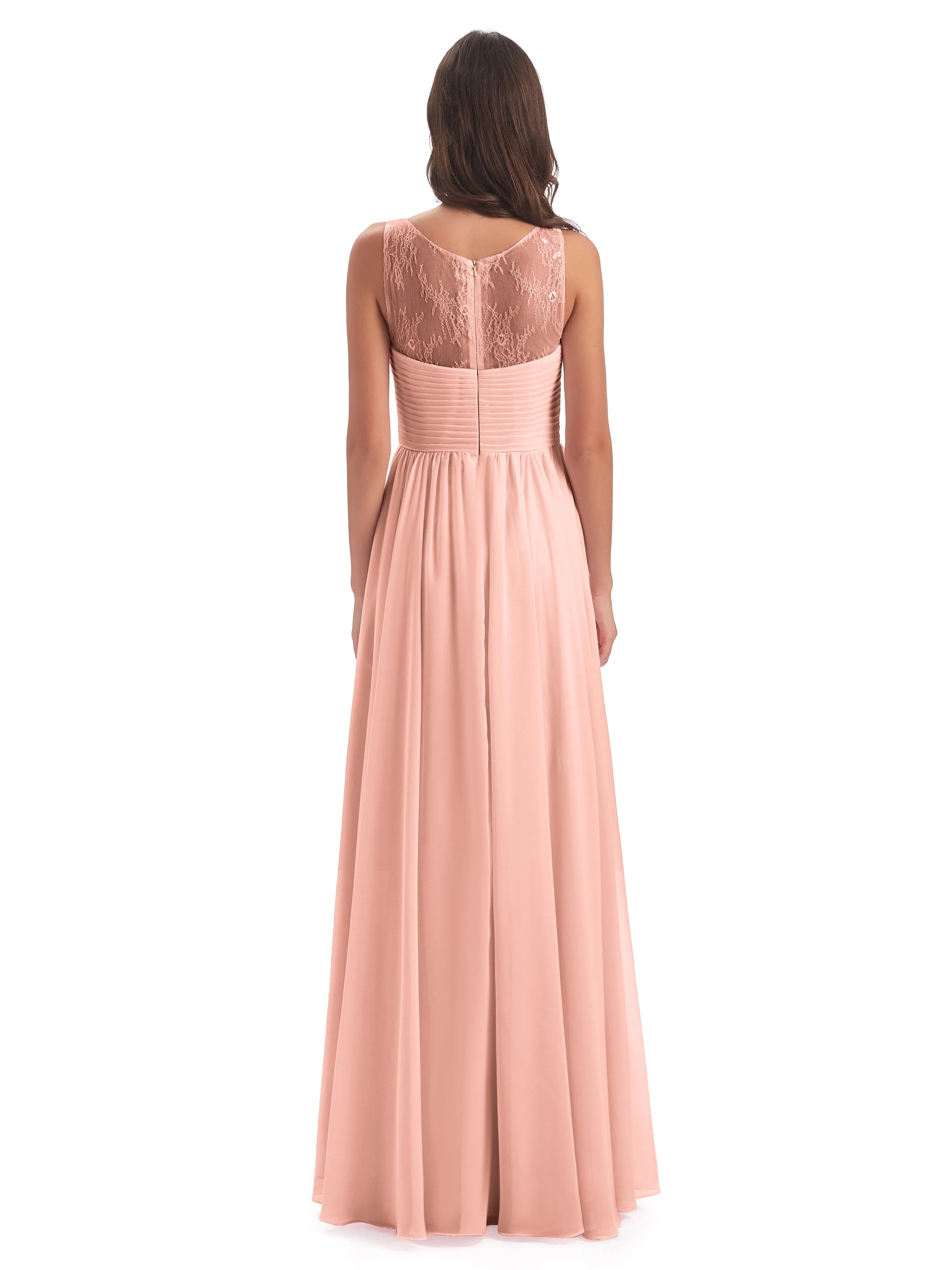 Robyn Magic Lace/Chiffon Illusion Long Bridesmaid Dresses