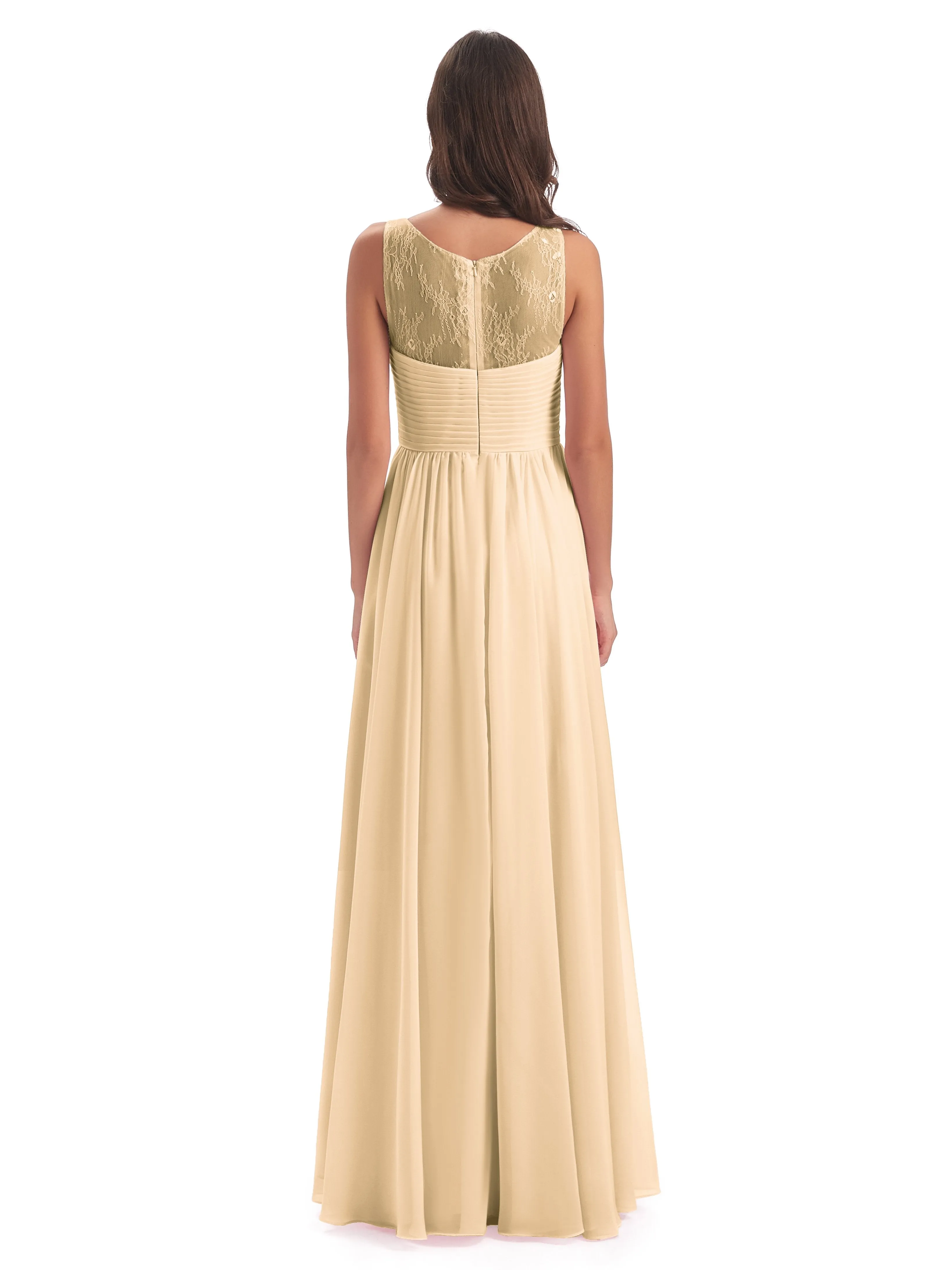 Robyn Magic Lace/Chiffon Illusion Long Bridesmaid Dresses