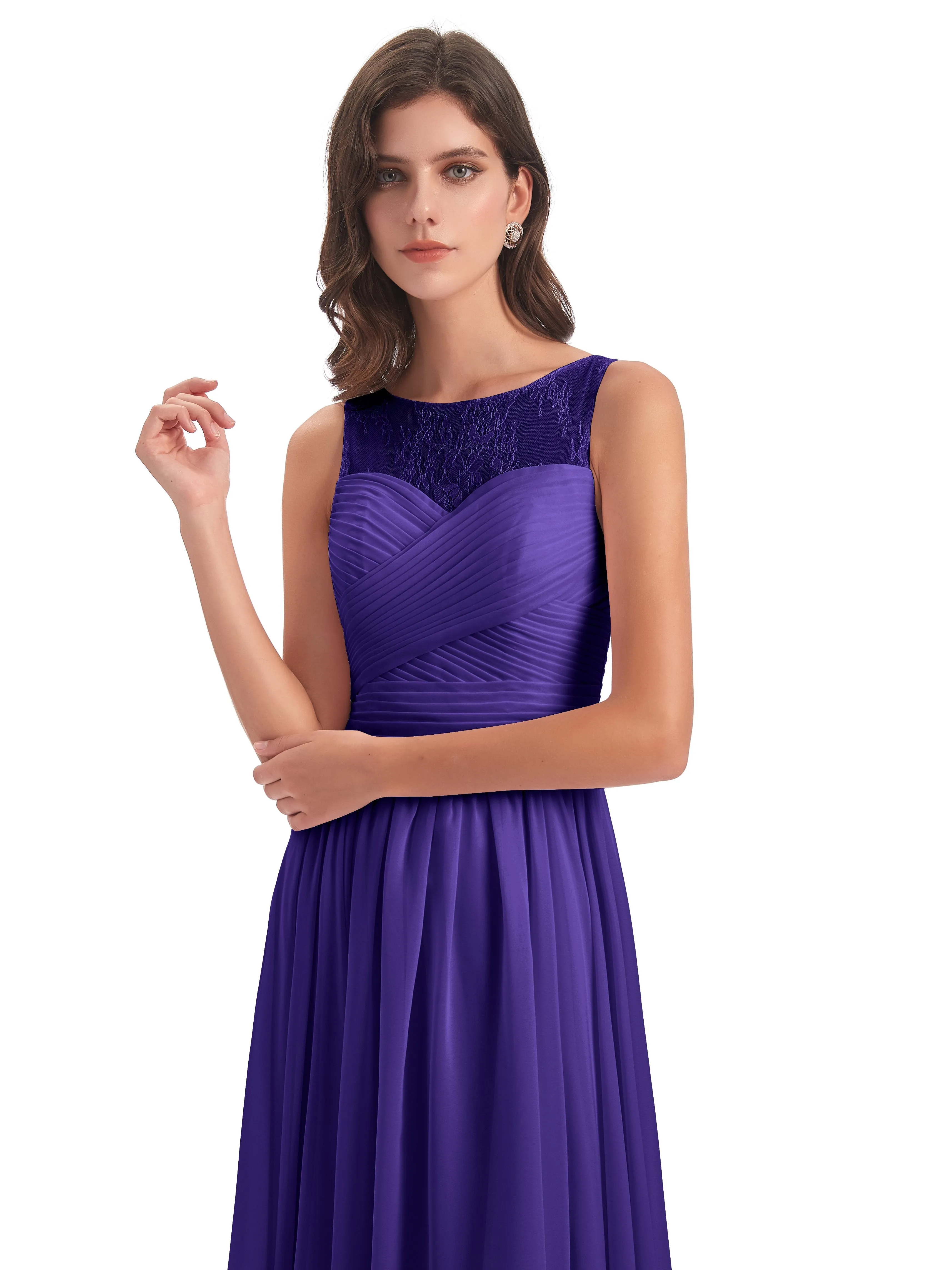 Robyn Magic Lace/Chiffon Illusion Long Bridesmaid Dresses