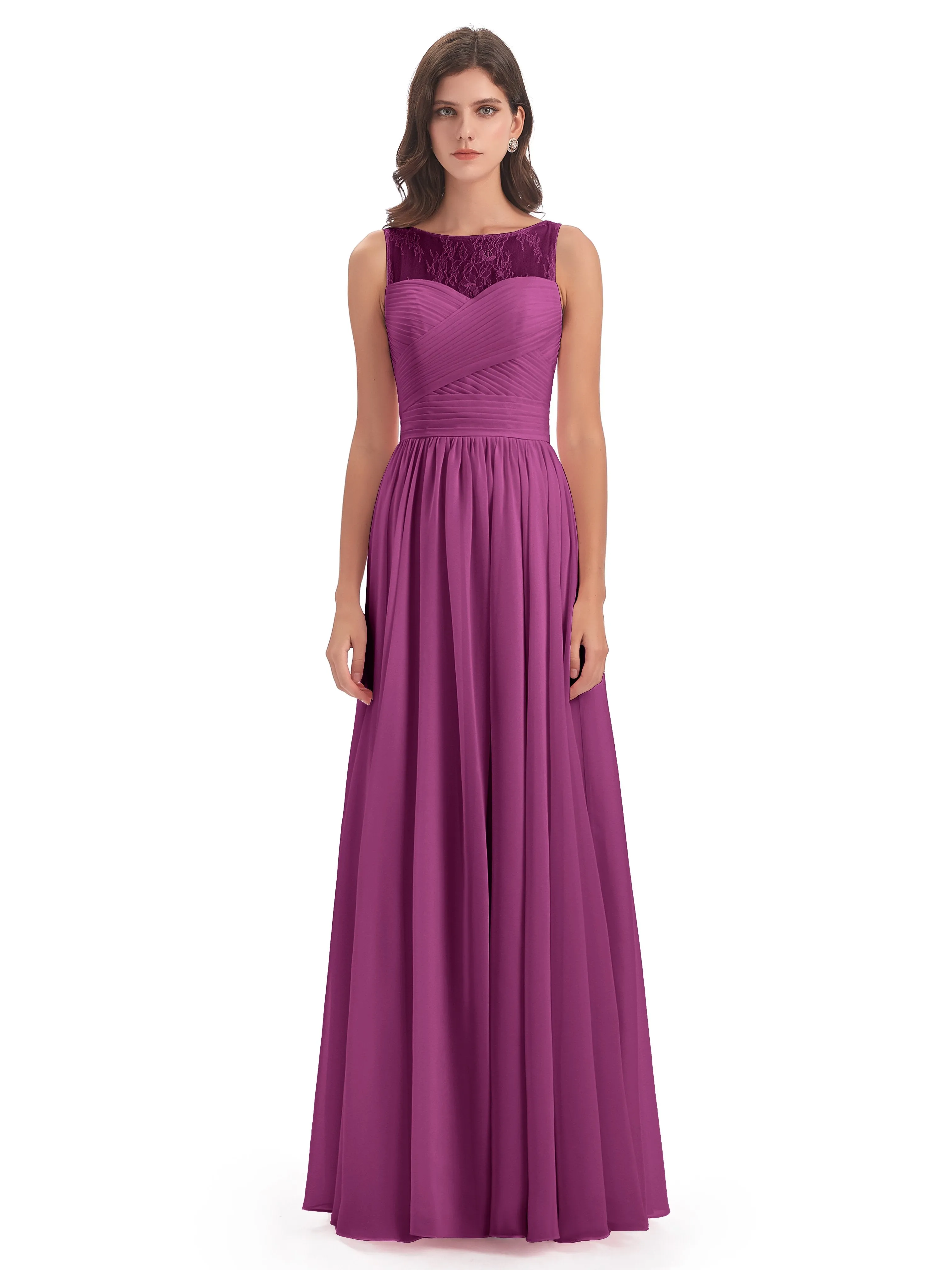Robyn Magic Lace/Chiffon Illusion Long Bridesmaid Dresses