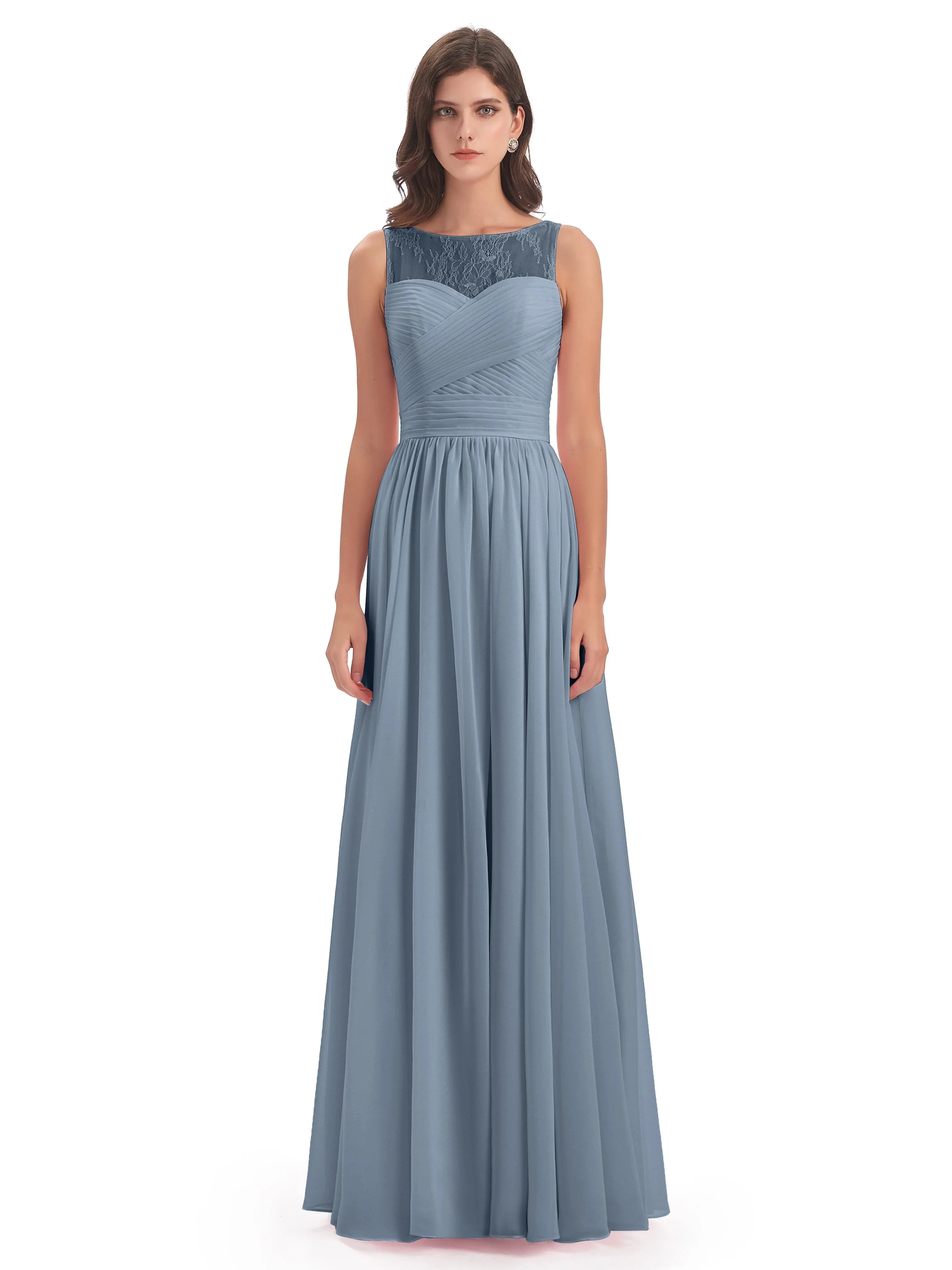 Robyn Magic Lace/Chiffon Illusion Long Bridesmaid Dresses