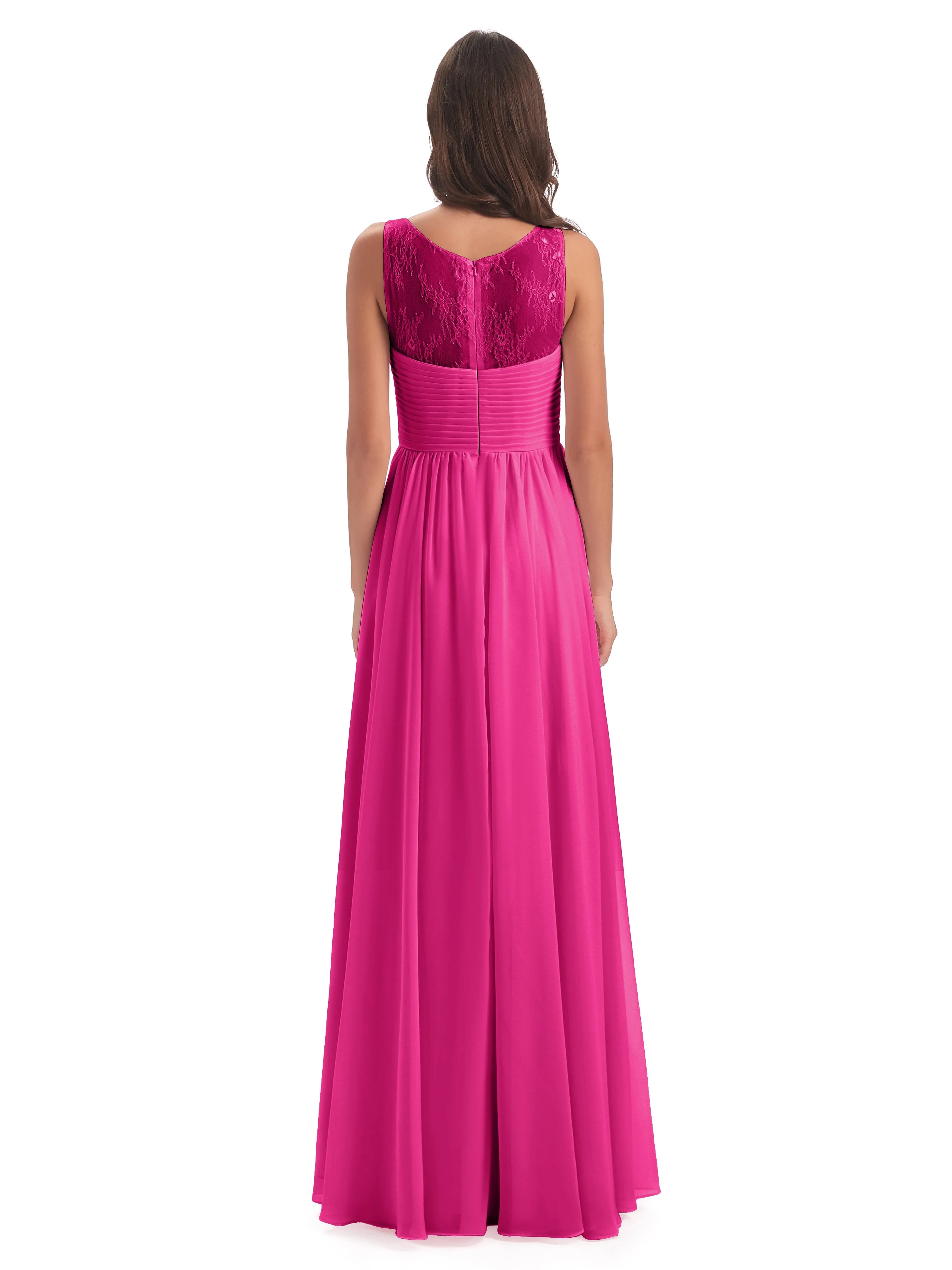 Robyn Magic Lace/Chiffon Illusion Long Bridesmaid Dresses