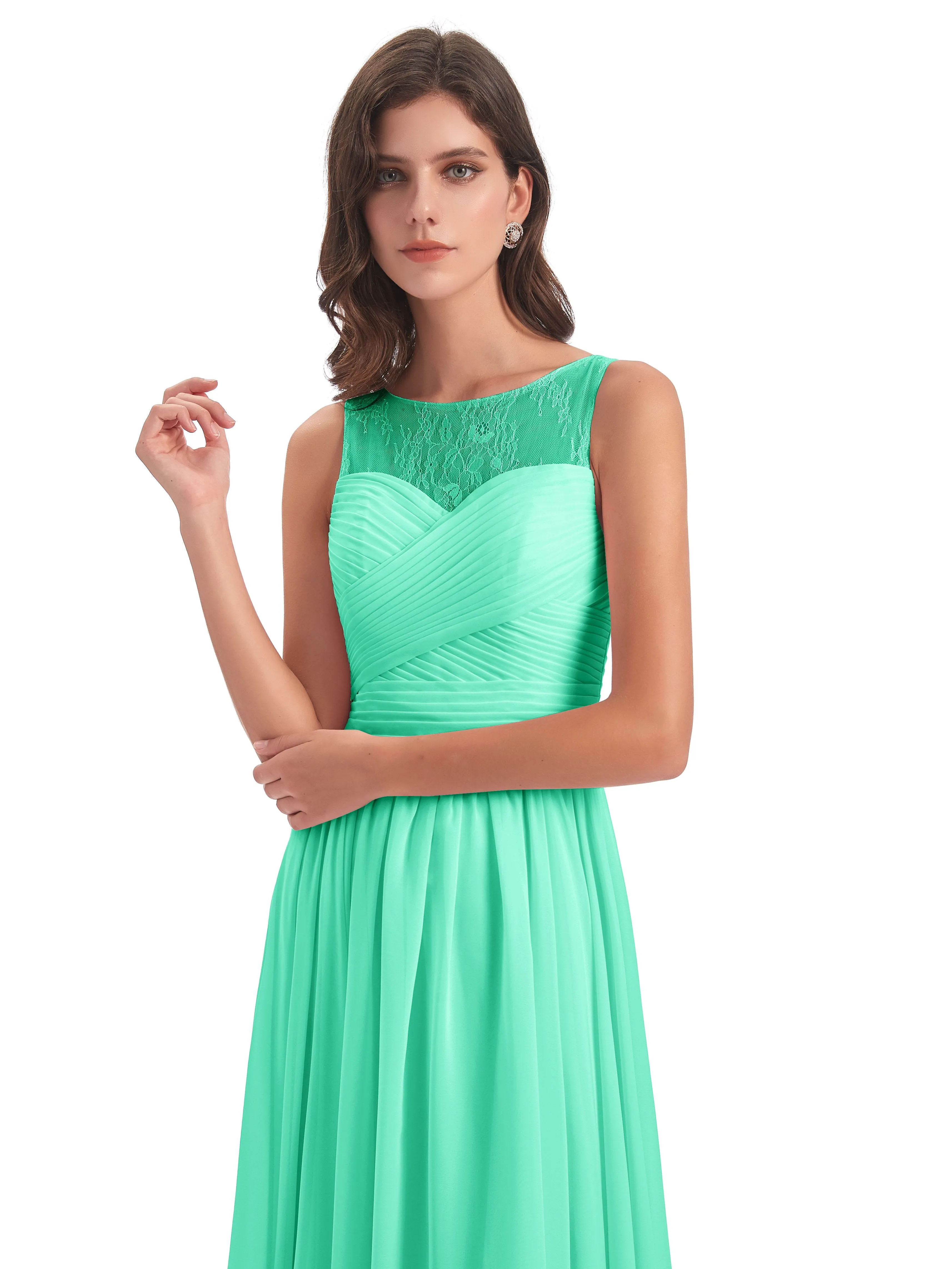 Robyn Magic Lace/Chiffon Illusion Long Bridesmaid Dresses
