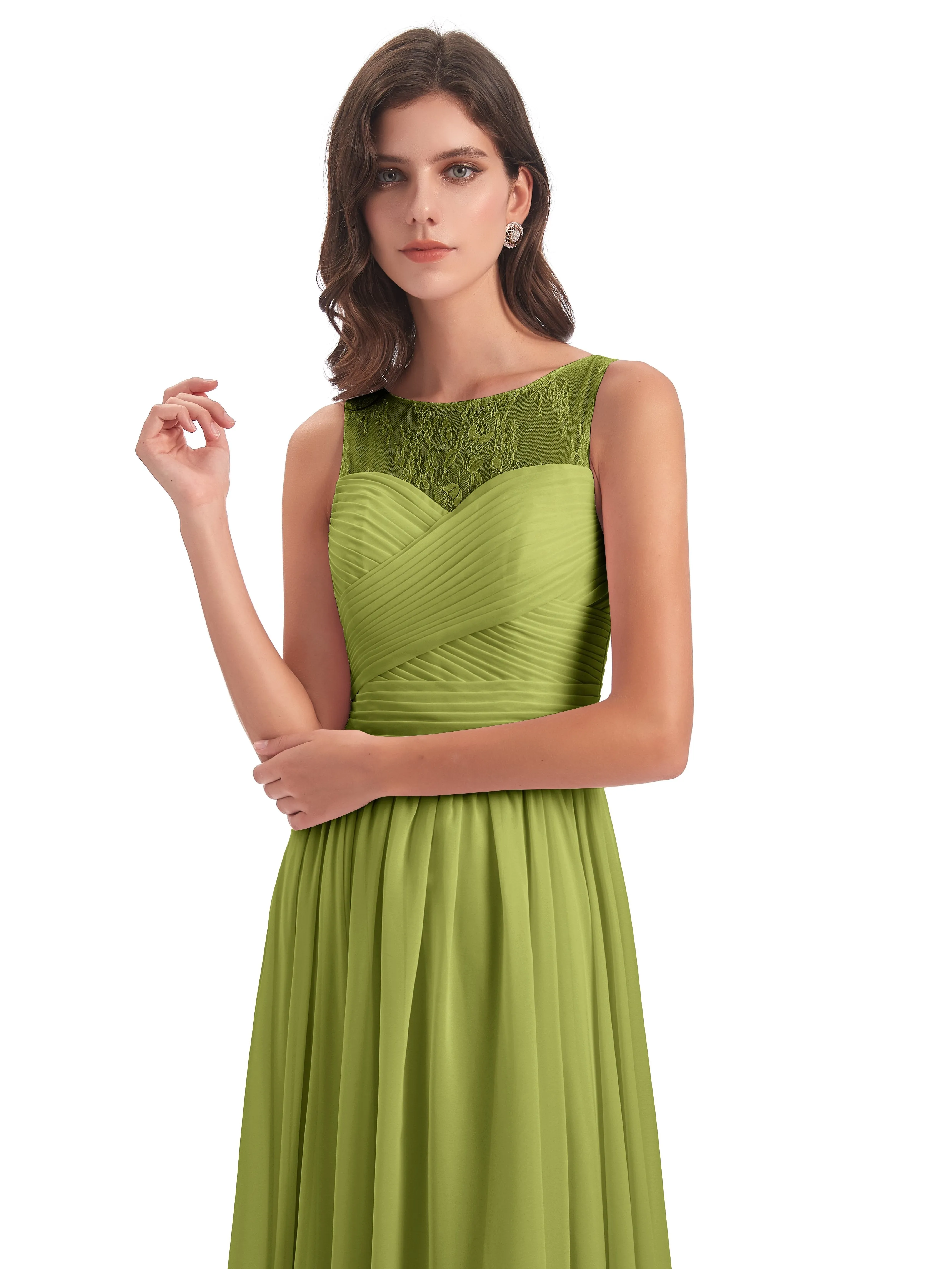Robyn Magic Lace/Chiffon Illusion Long Bridesmaid Dresses