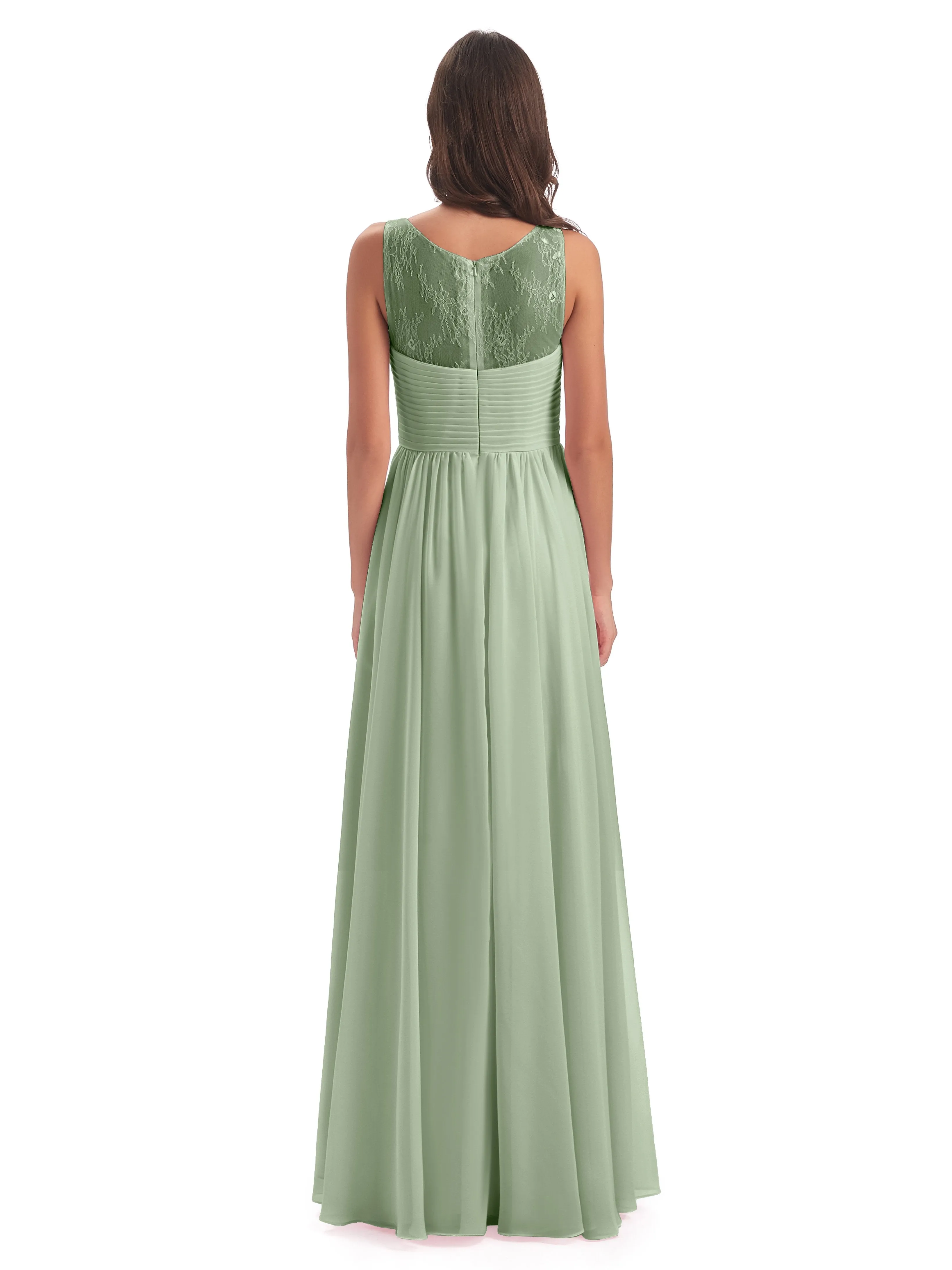 Robyn Magic Lace/Chiffon Illusion Long Bridesmaid Dresses
