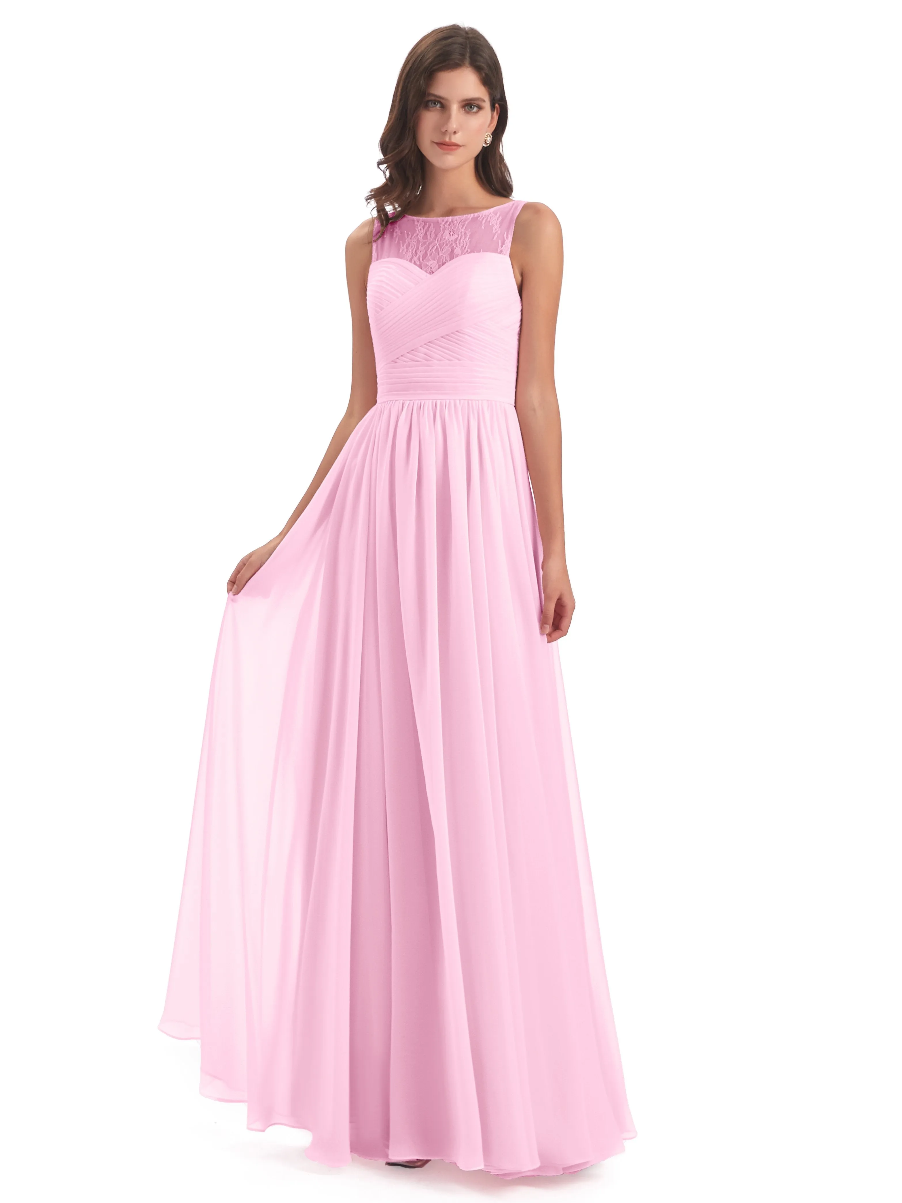Robyn Magic Lace/Chiffon Illusion Long Bridesmaid Dresses