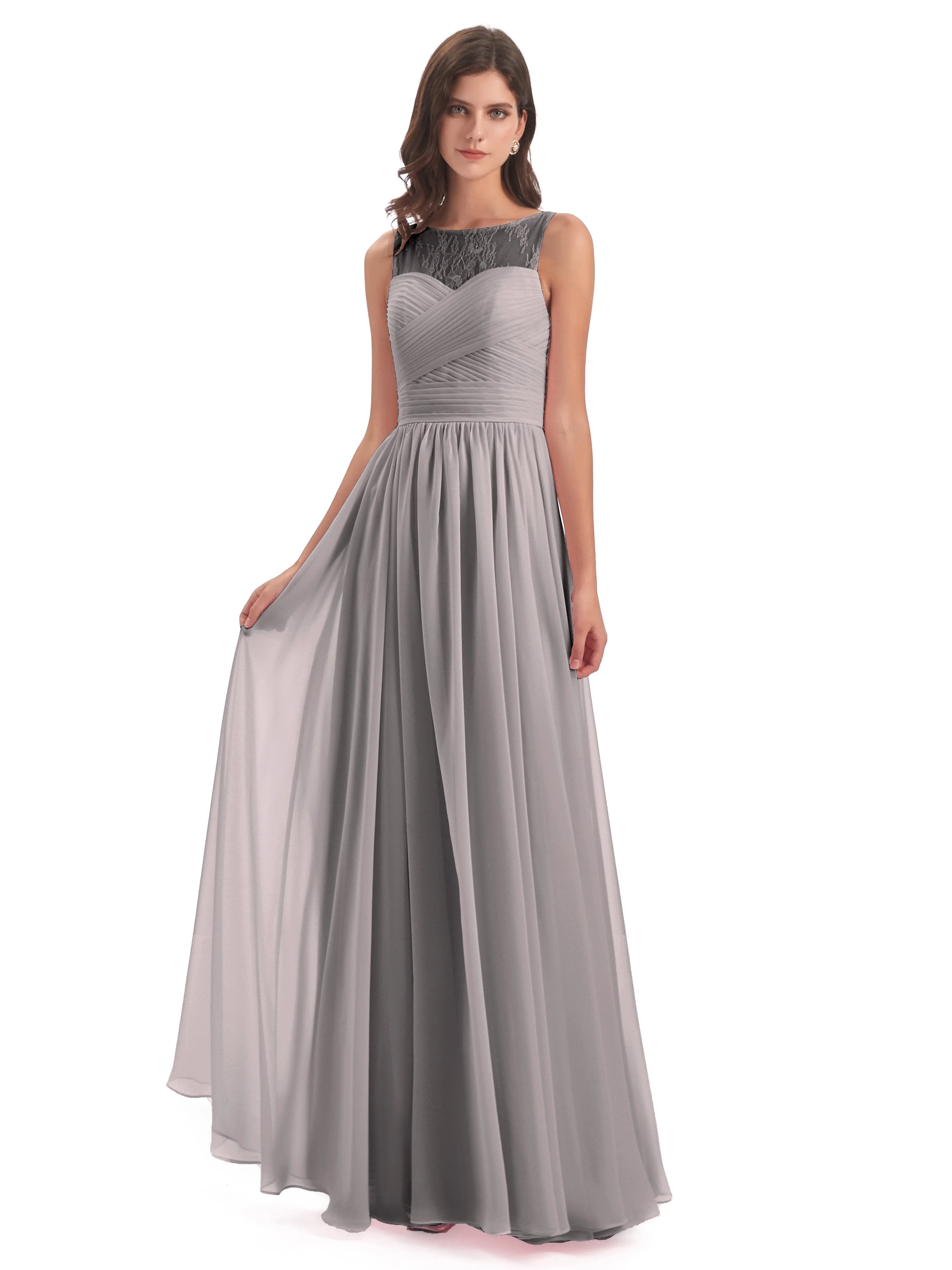 Robyn Magic Lace/Chiffon Illusion Long Bridesmaid Dresses