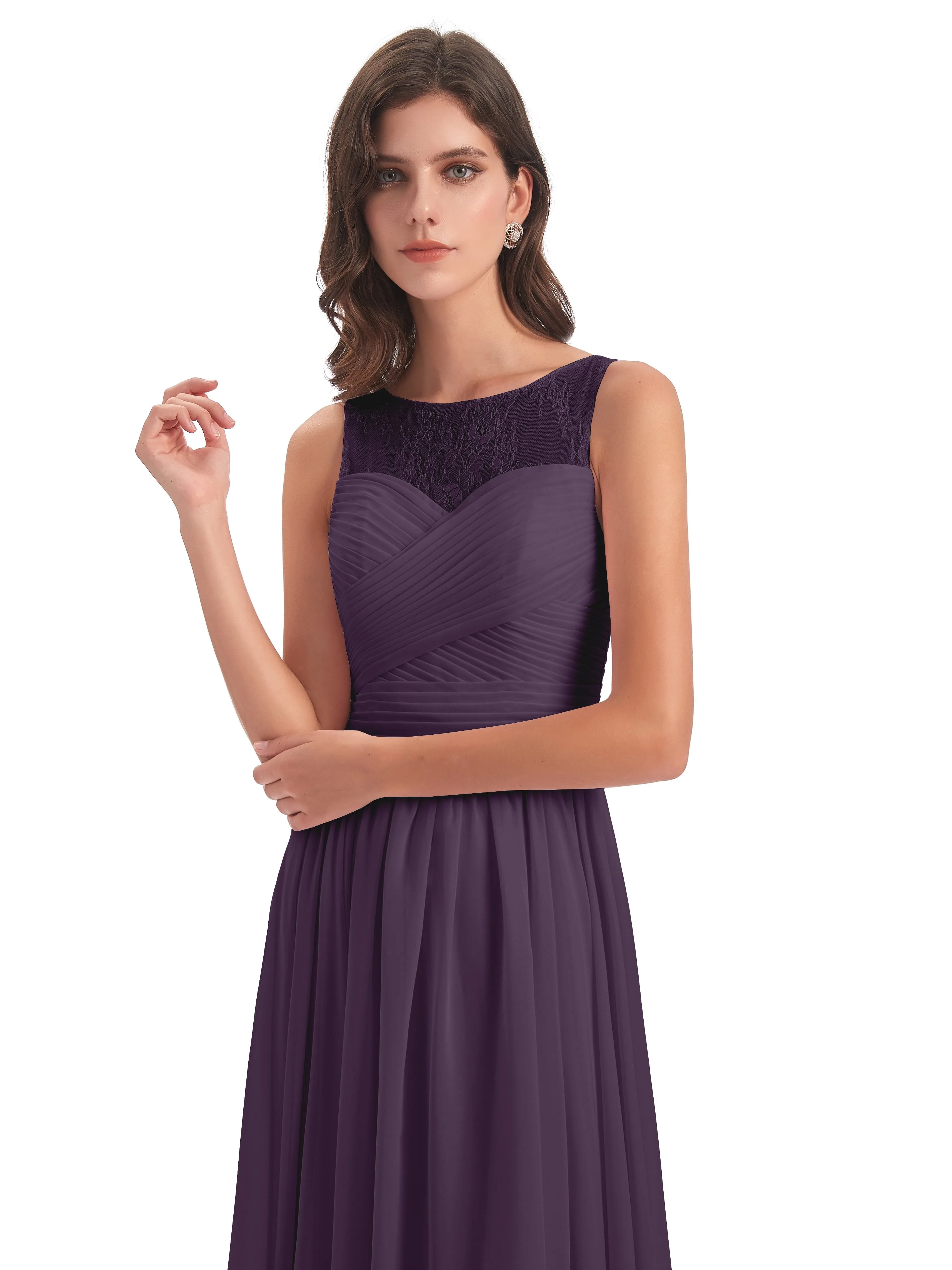 Robyn Magic Lace/Chiffon Illusion Long Bridesmaid Dresses