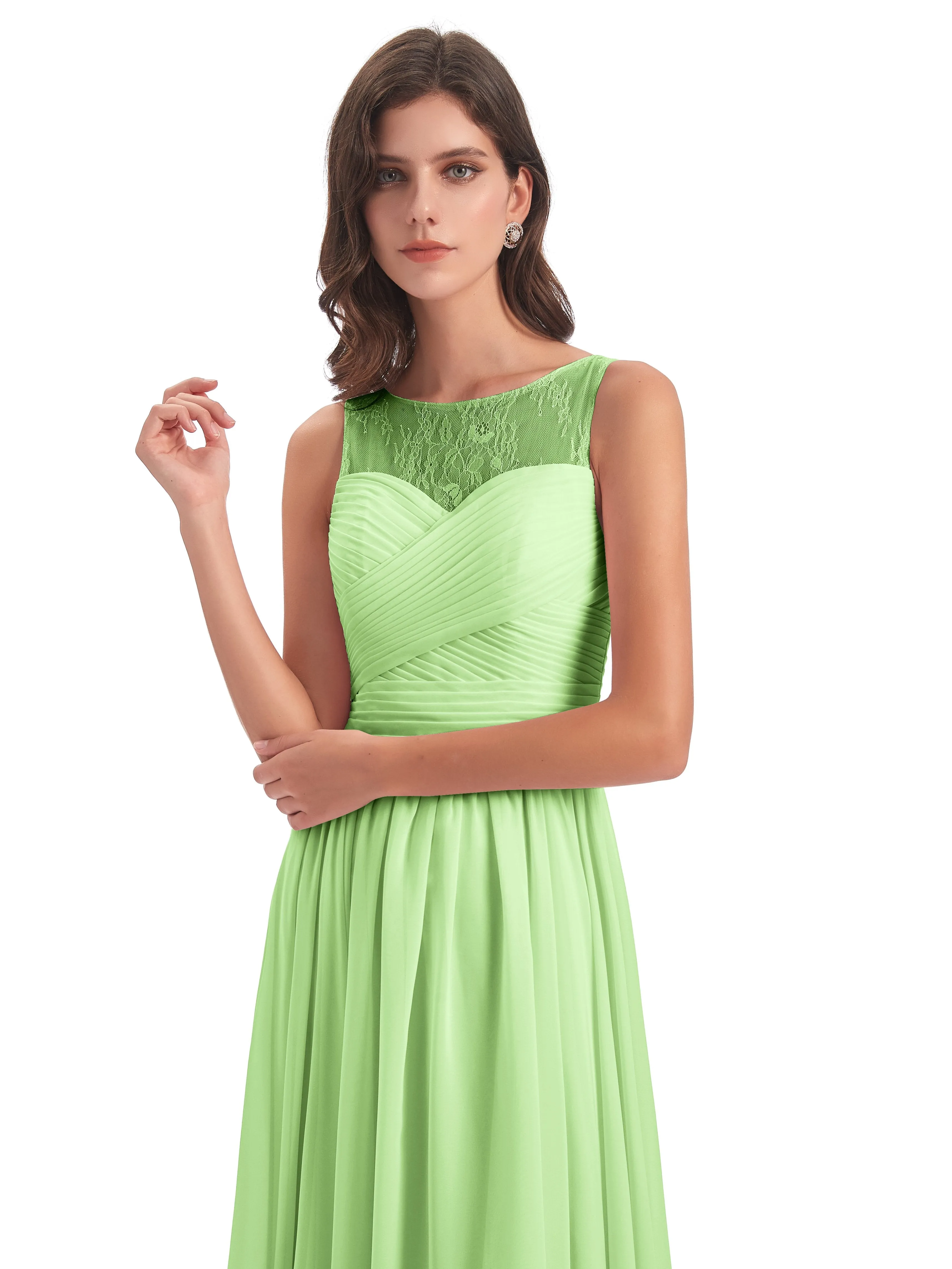 Robyn Magic Lace/Chiffon Illusion Long Bridesmaid Dresses