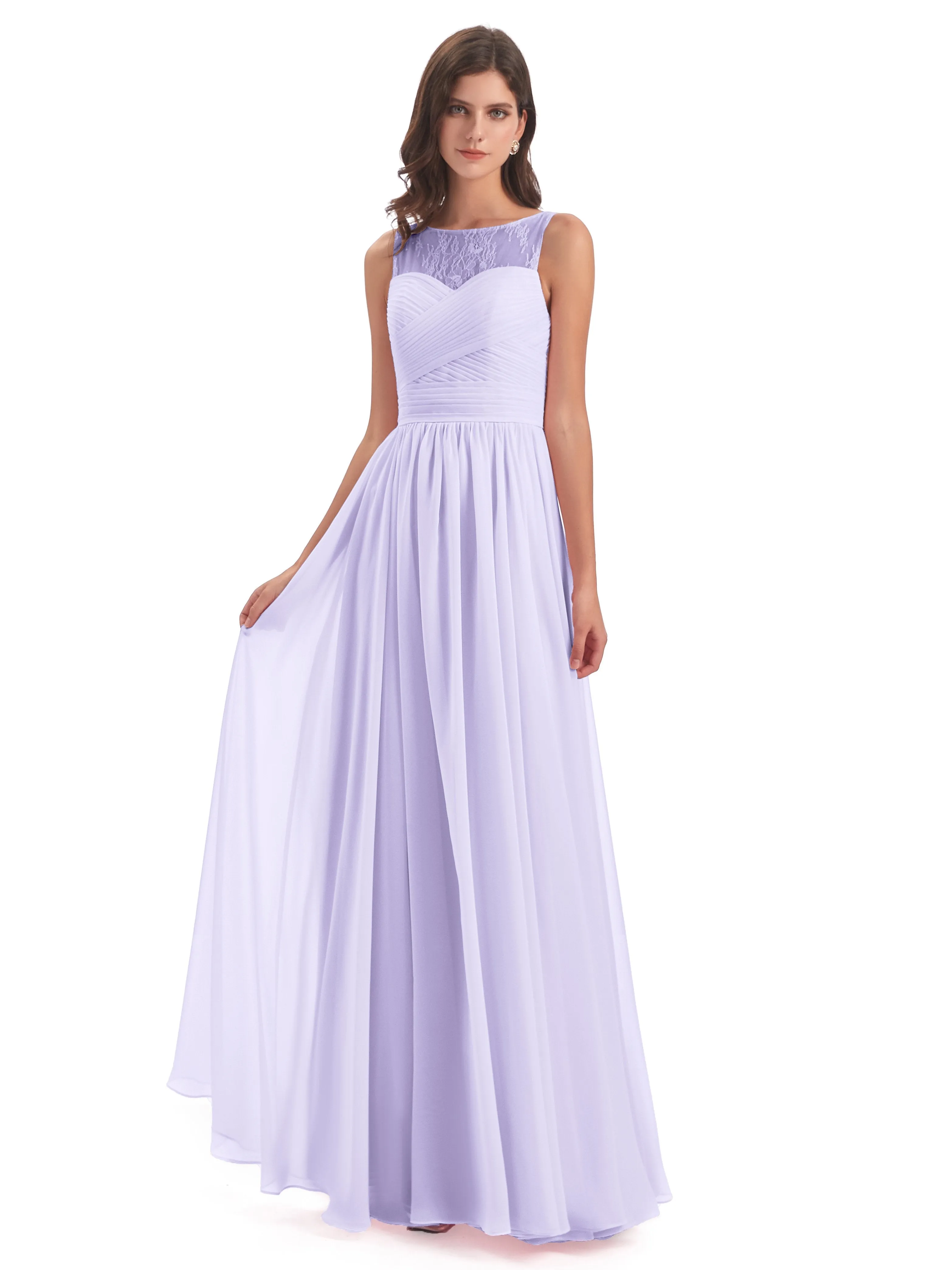 Robyn Magic Lace/Chiffon Illusion Long Bridesmaid Dresses