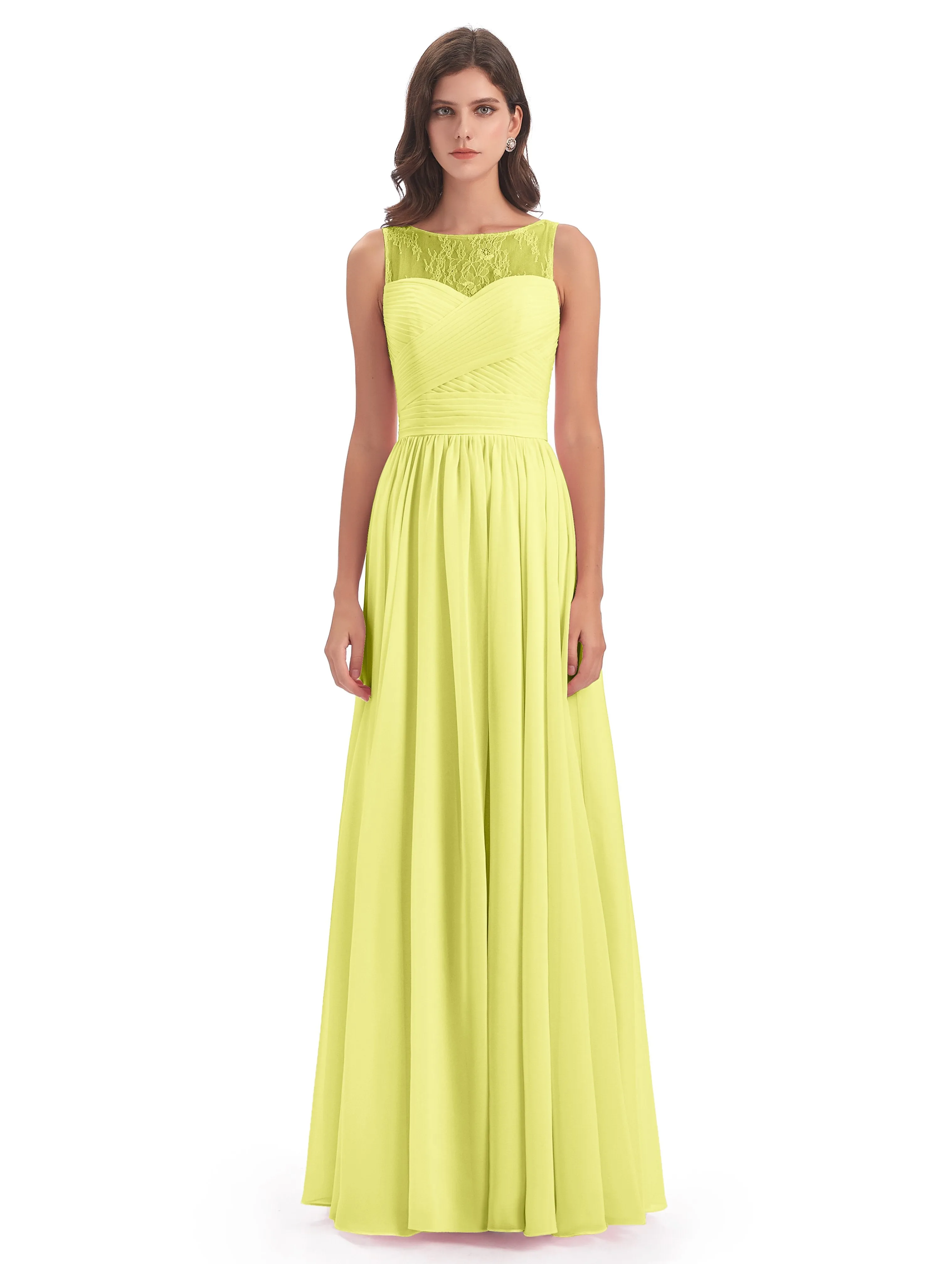 Robyn Magic Lace/Chiffon Illusion Long Bridesmaid Dresses