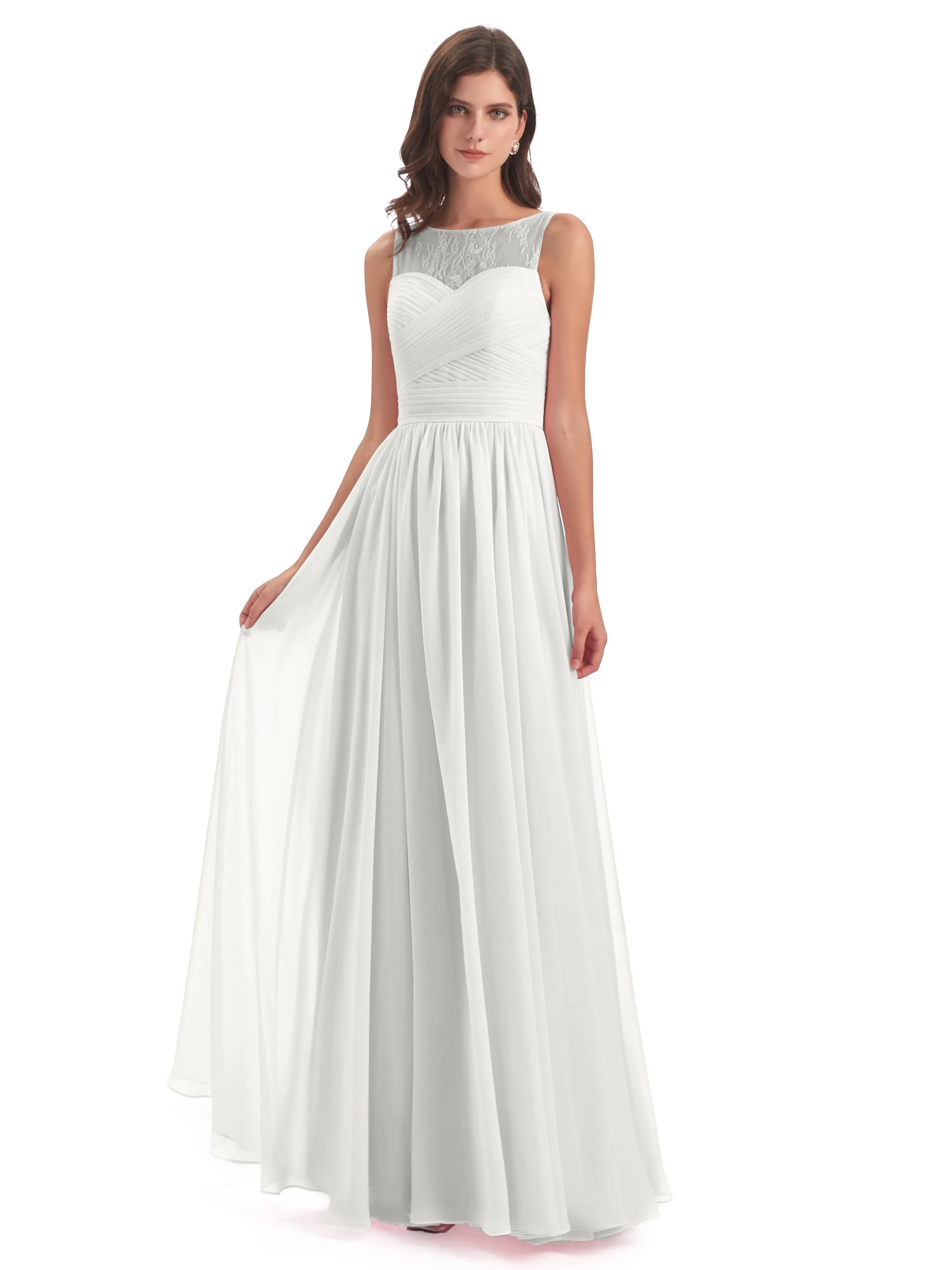 Robyn Magic Lace/Chiffon Illusion Long Bridesmaid Dresses