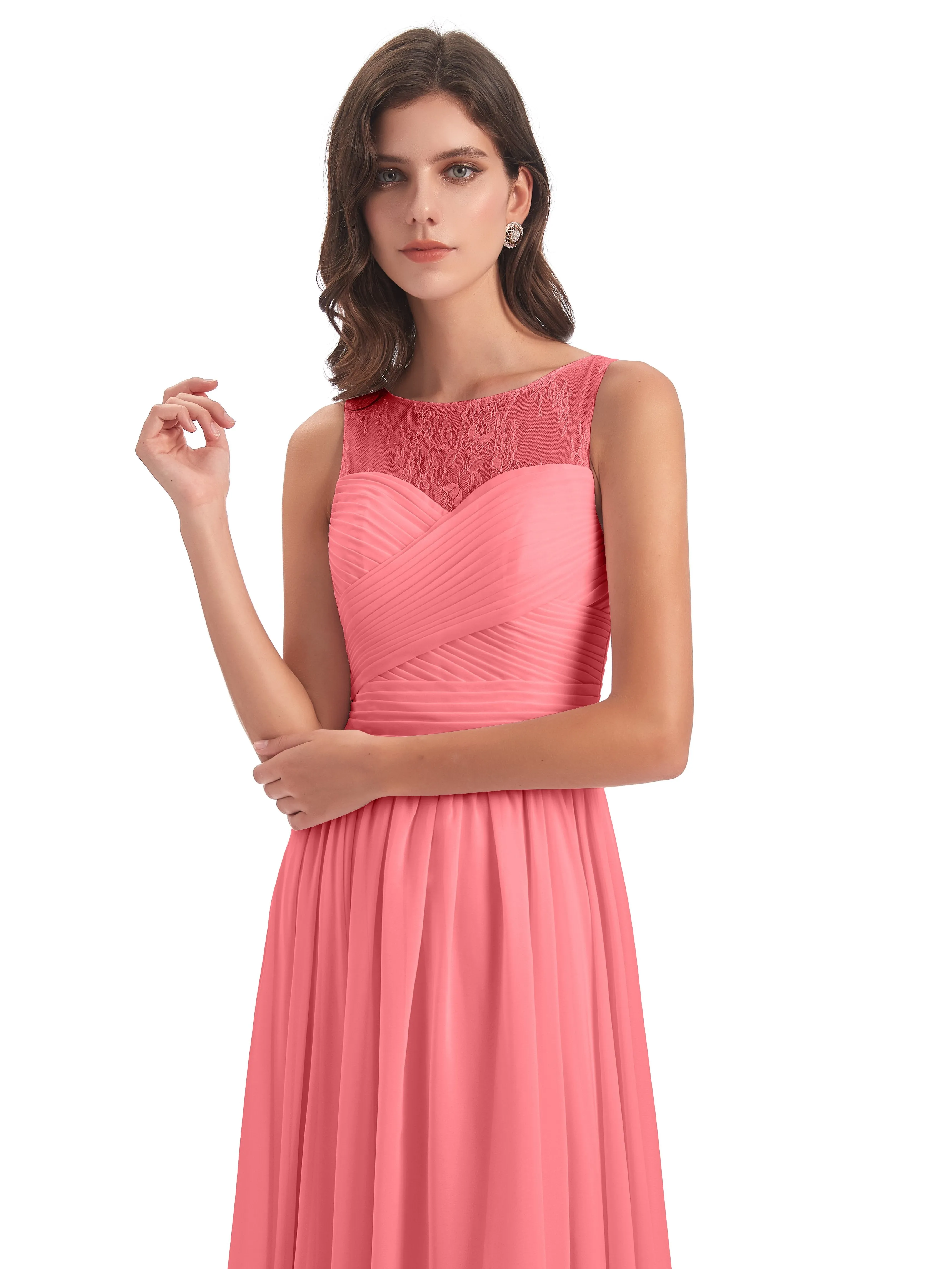 Robyn Magic Lace/Chiffon Illusion Long Bridesmaid Dresses