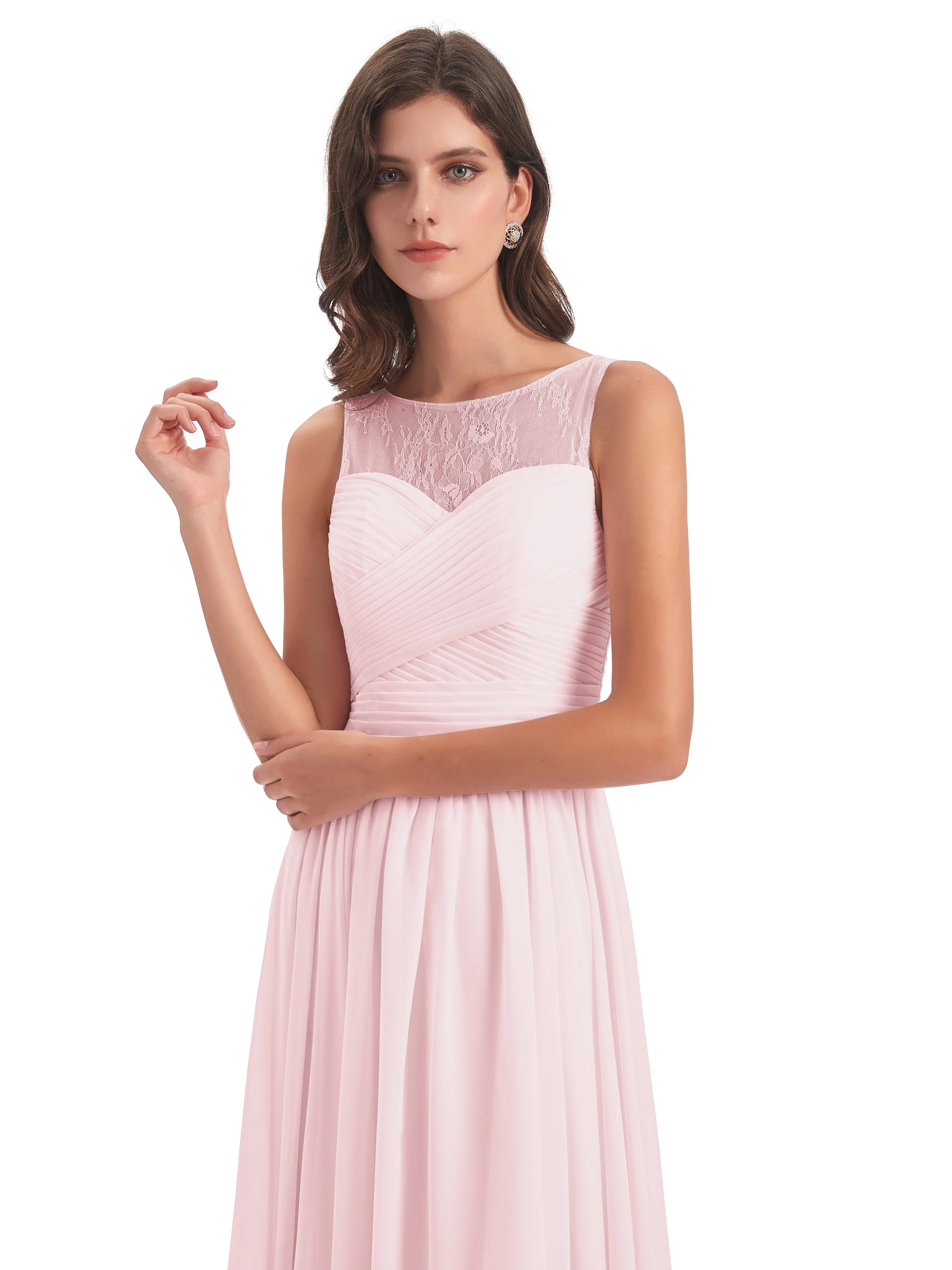 Robyn Magic Lace/Chiffon Illusion Long Bridesmaid Dresses