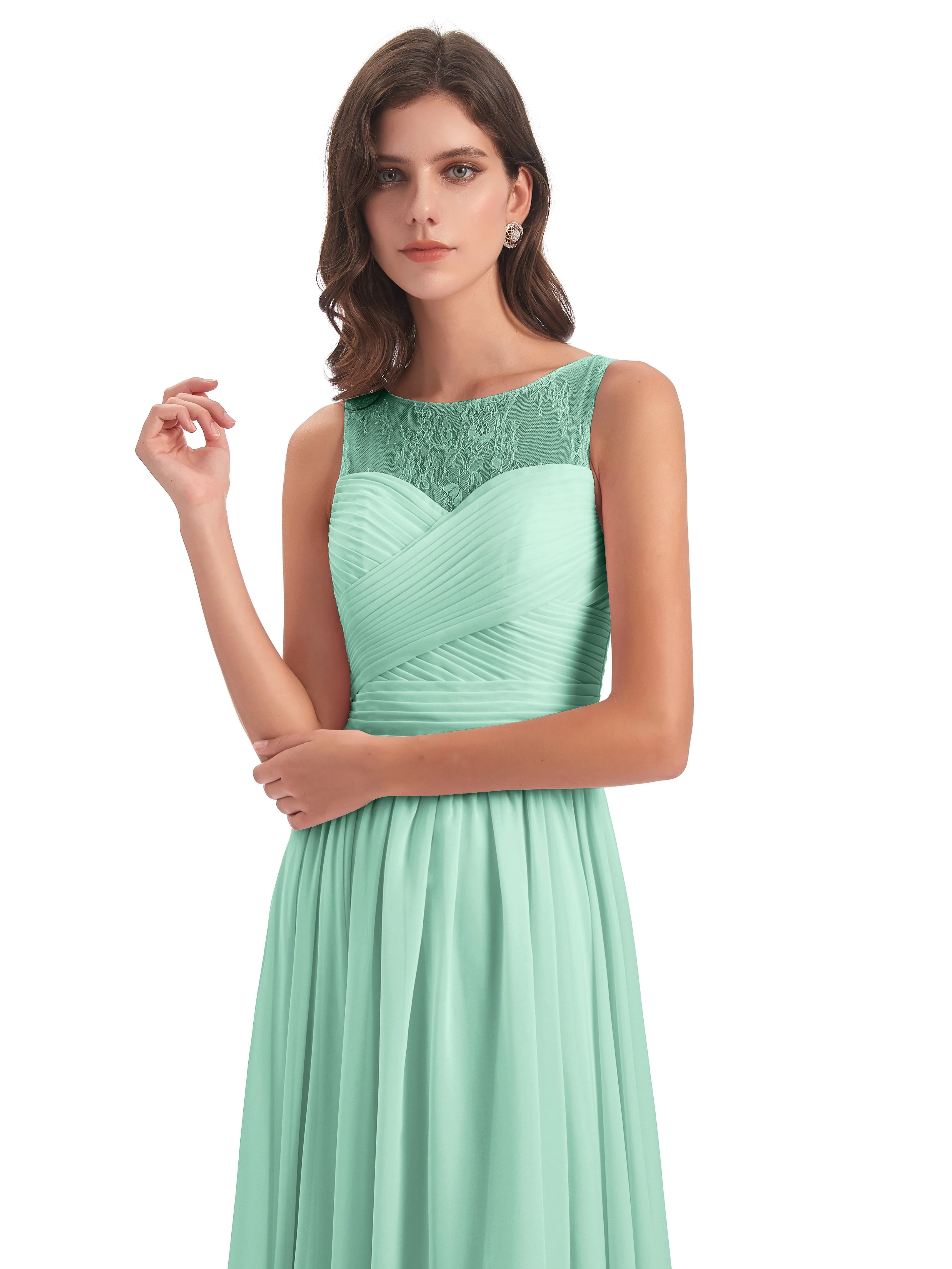 Robyn Magic Lace/Chiffon Illusion Long Bridesmaid Dresses